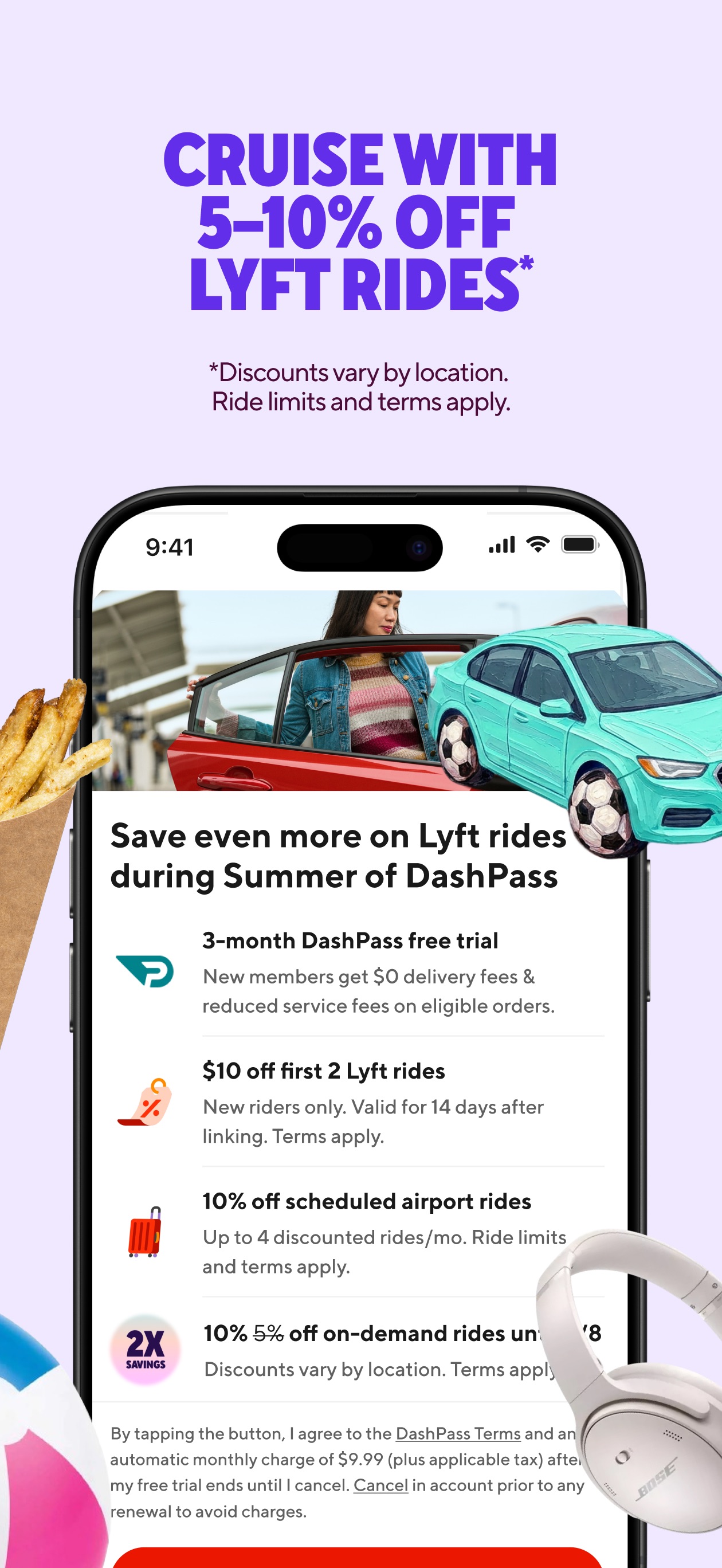 DoorDash App Store screenshot 5: CRUISE WITH 5-10% OFF LYFT RIDES*