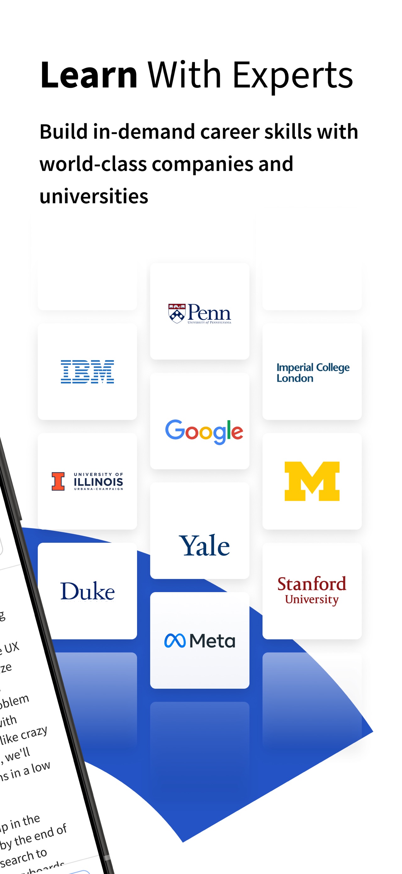 Coursera App Store screenshot: Learn With Experts

Build in-demand career skills with world-class companies and universities
