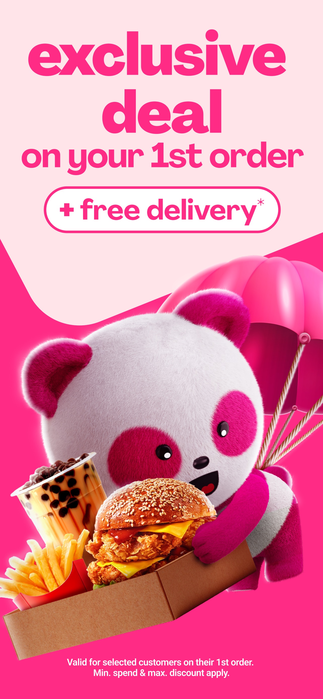 foodpanda App Store screenshot: exclusive deal on your 1st order + free delivery*