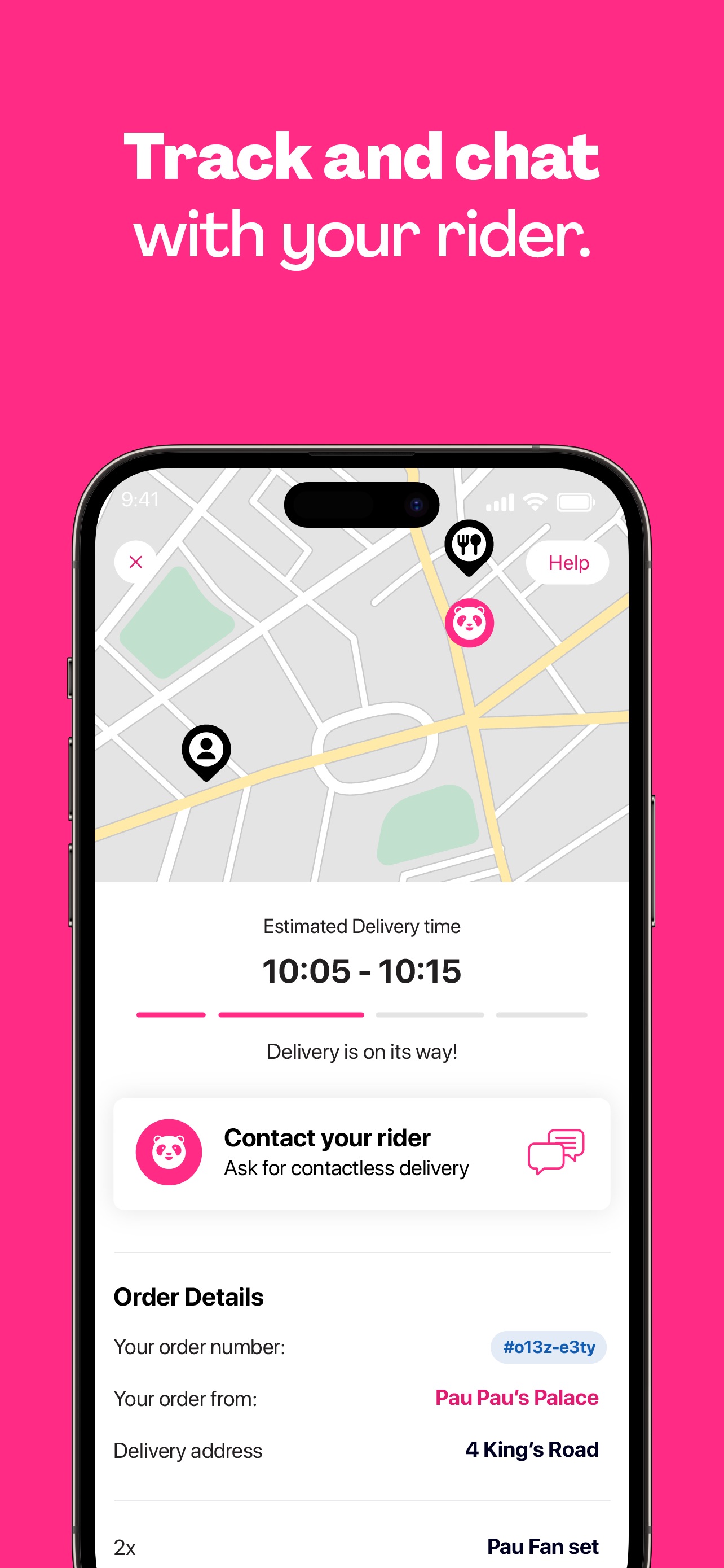 foodpanda App Store screenshot 6: Track and chat with your rider.