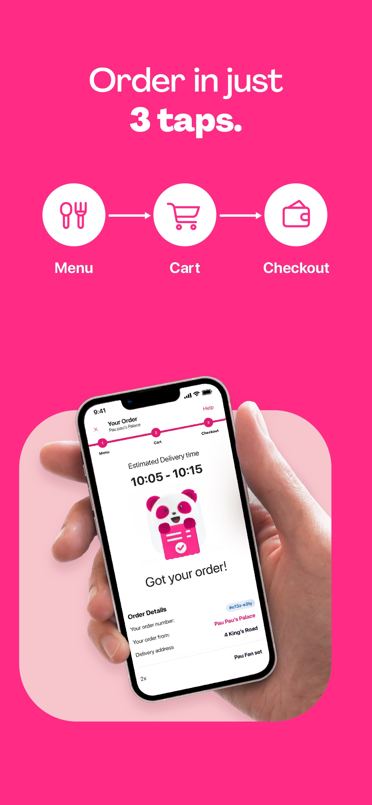 foodpanda App Store screenshot: Order in just 3 taps.