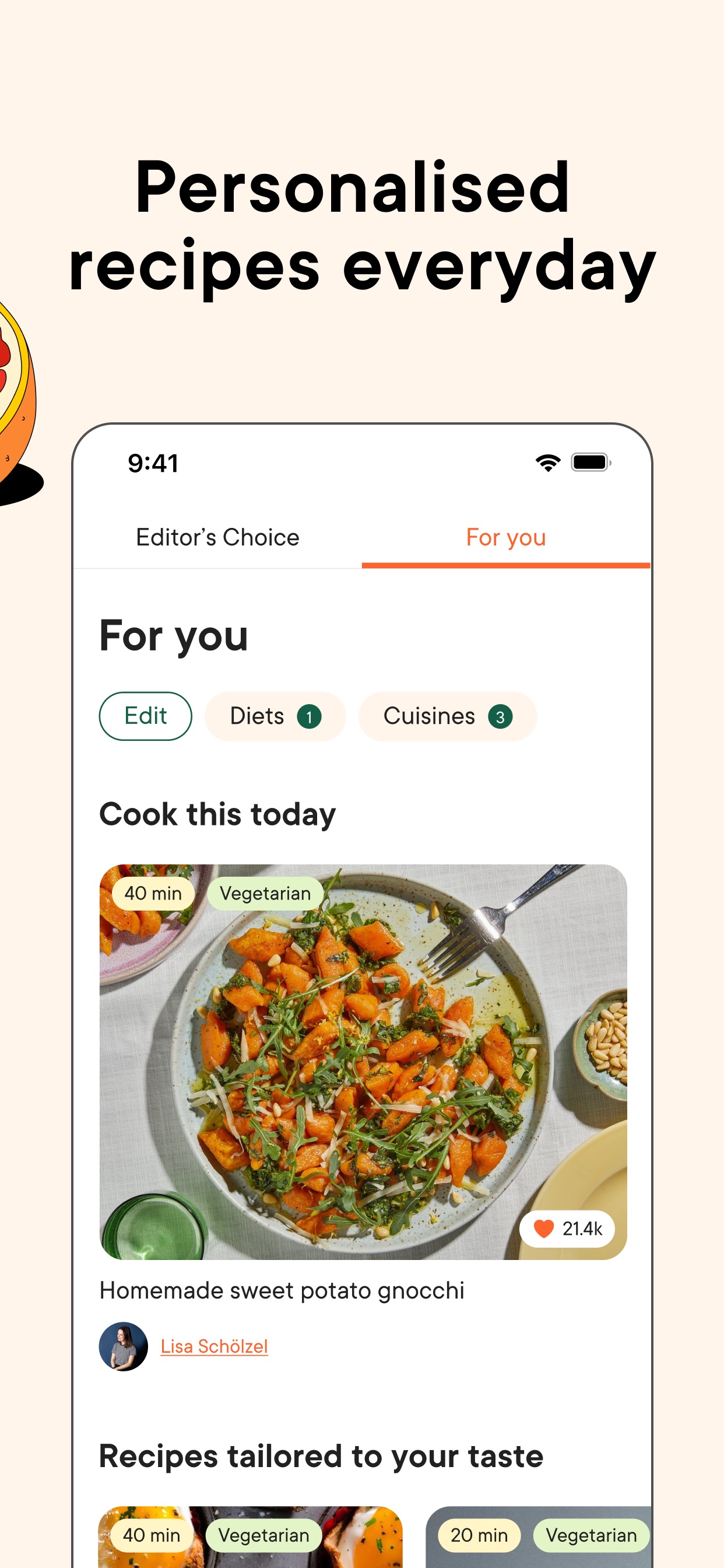Kitchen Stories App Store screenshot 5: Personalised
recipes everyday