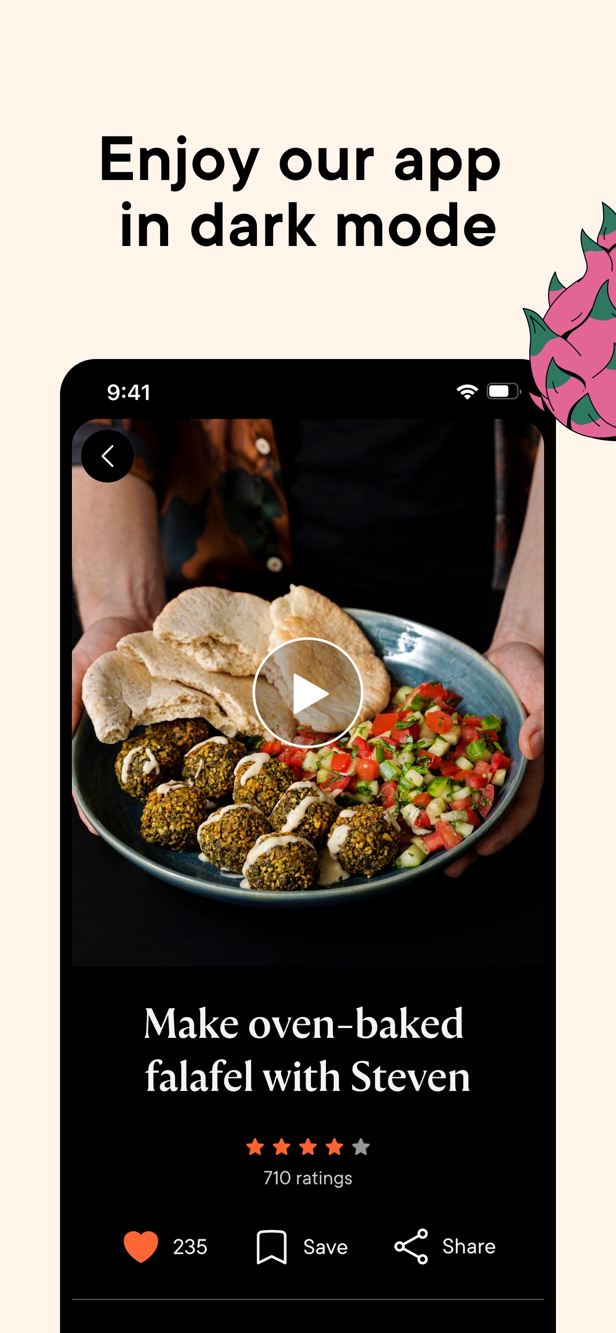 Kitchen Stories App Store screenshot: Enjoy our app
in dark mode