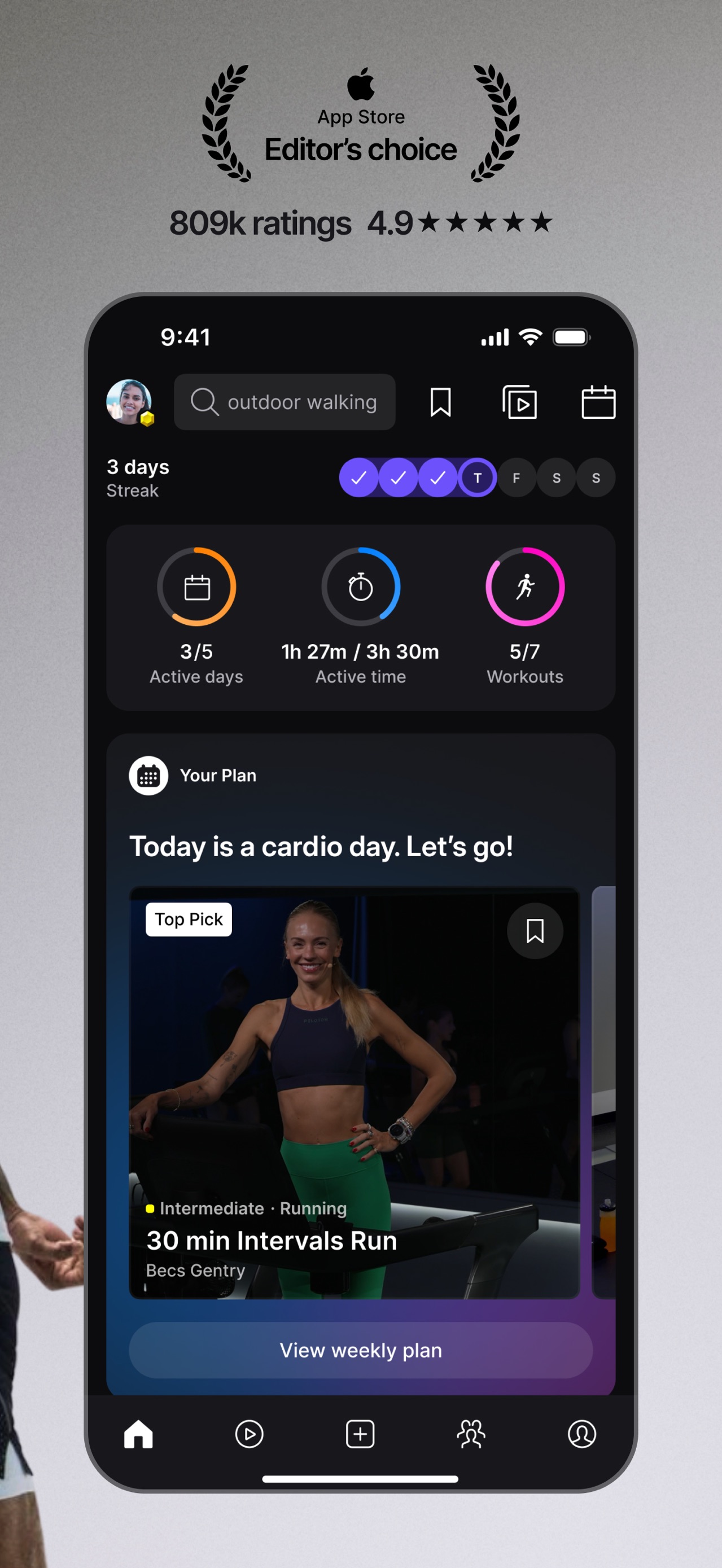 Peloton App Store screenshot: App Store Editor's choice
809k ratings 4.9★★★★★