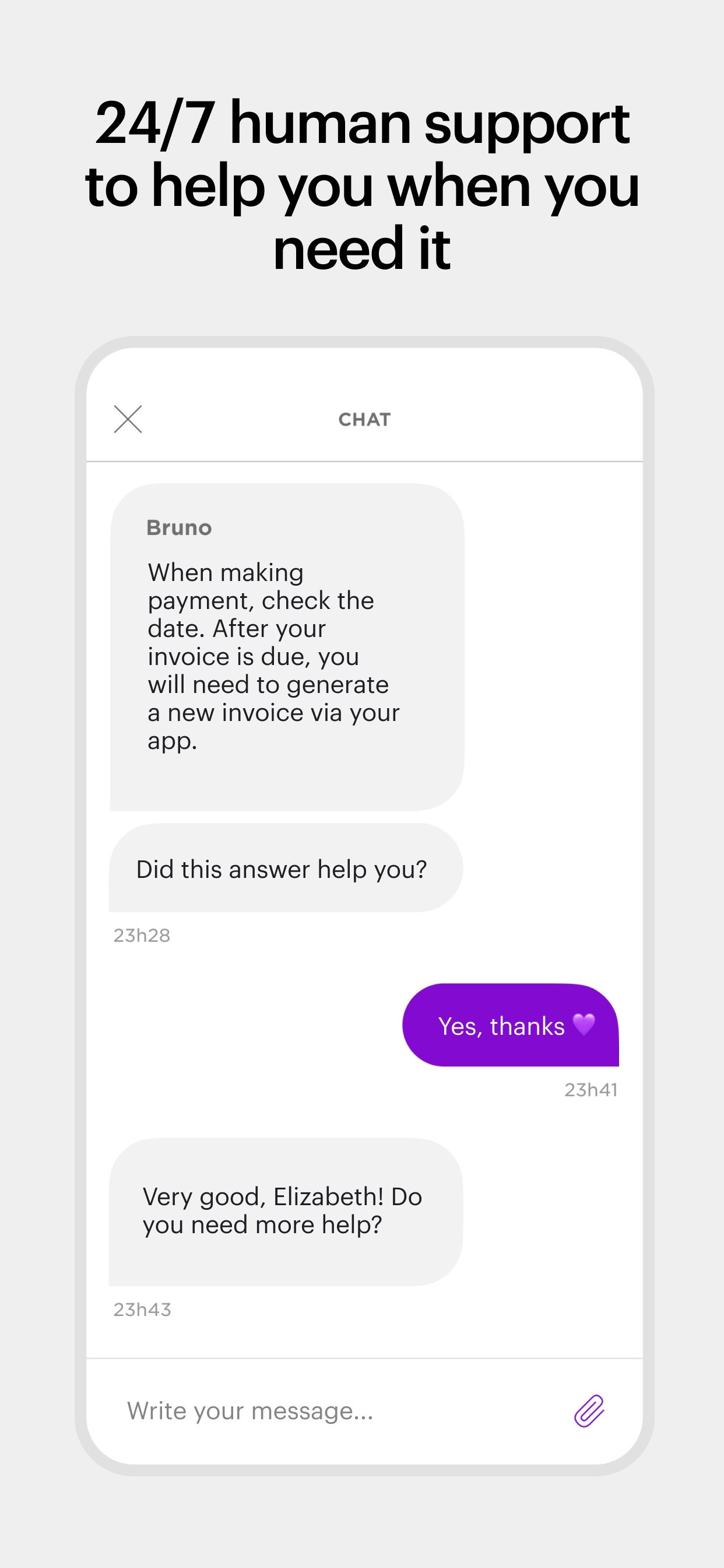 Nu App Store screenshot 5: 24/7 human support to help you when you need it