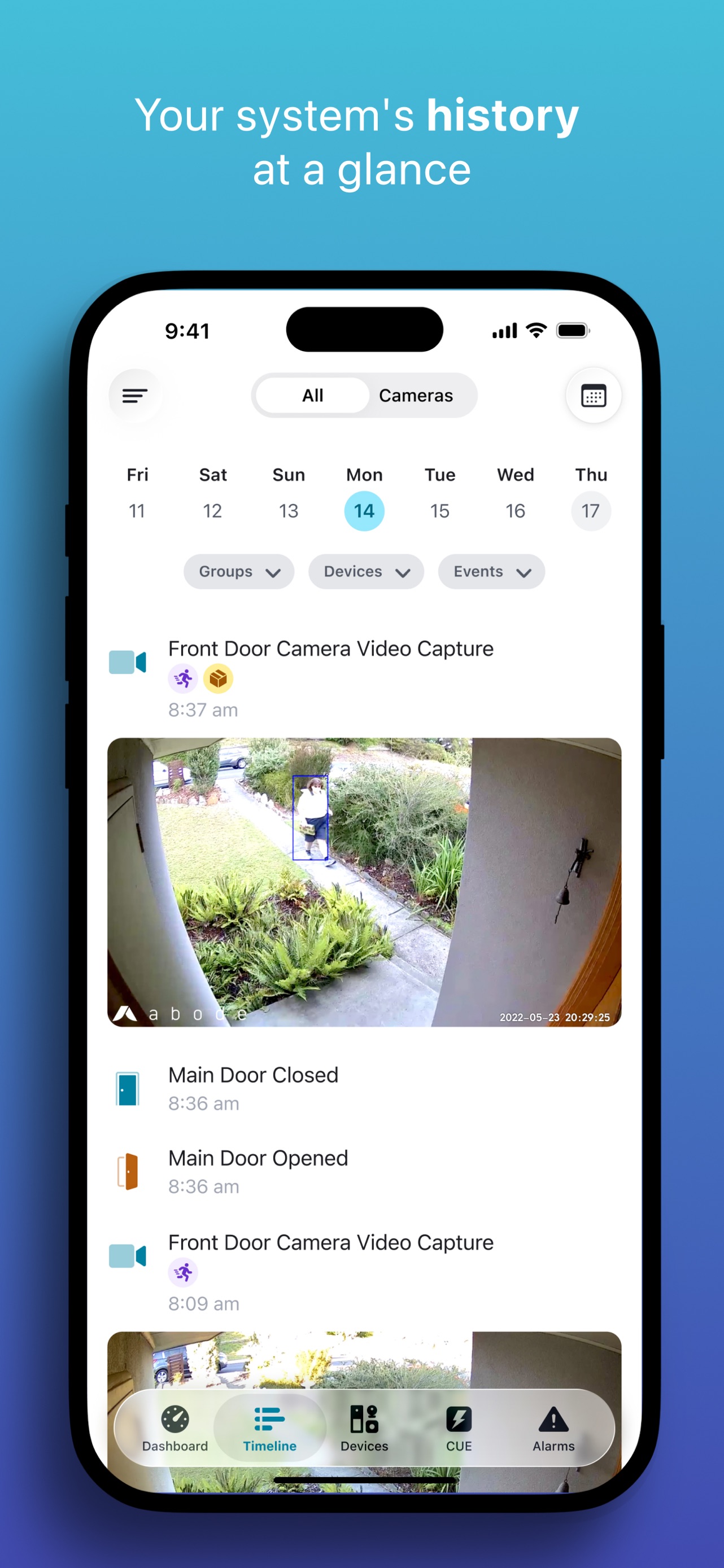 Abode App Store screenshot: Your system's history at a glance