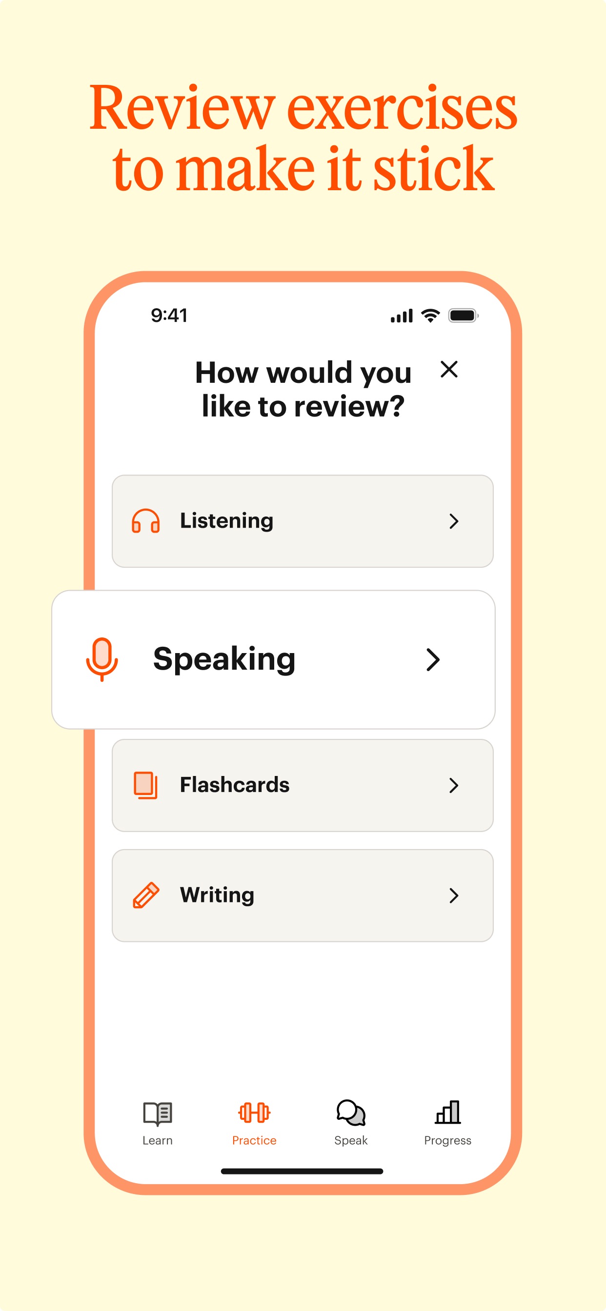 Babbel App Store screenshot 6: Review exercises to make it stick