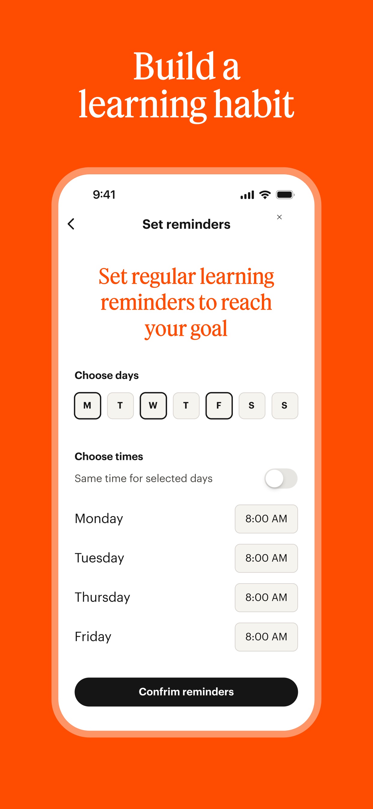 Babbel App Store screenshot 7: Build a learning habit