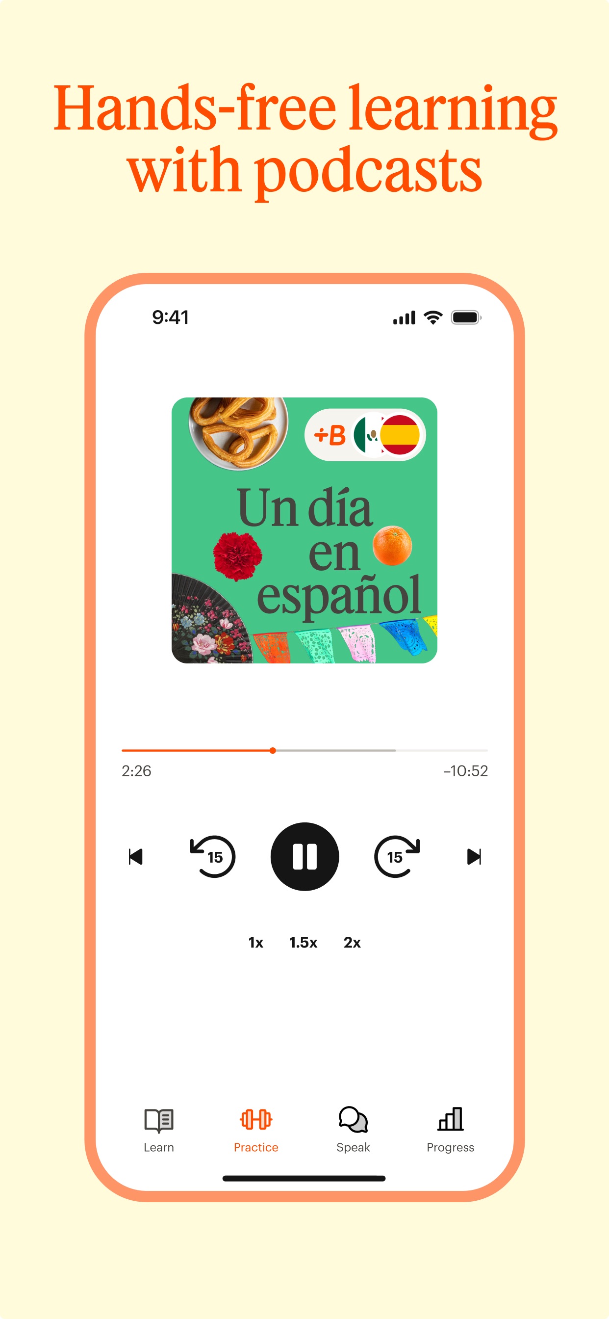 Babbel App Store screenshot 8: Hands-free learning with podcasts