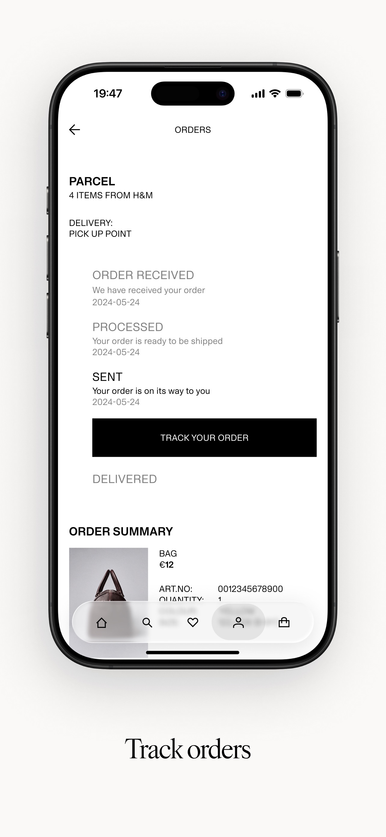 H&M App Store screenshot 7: Track orders