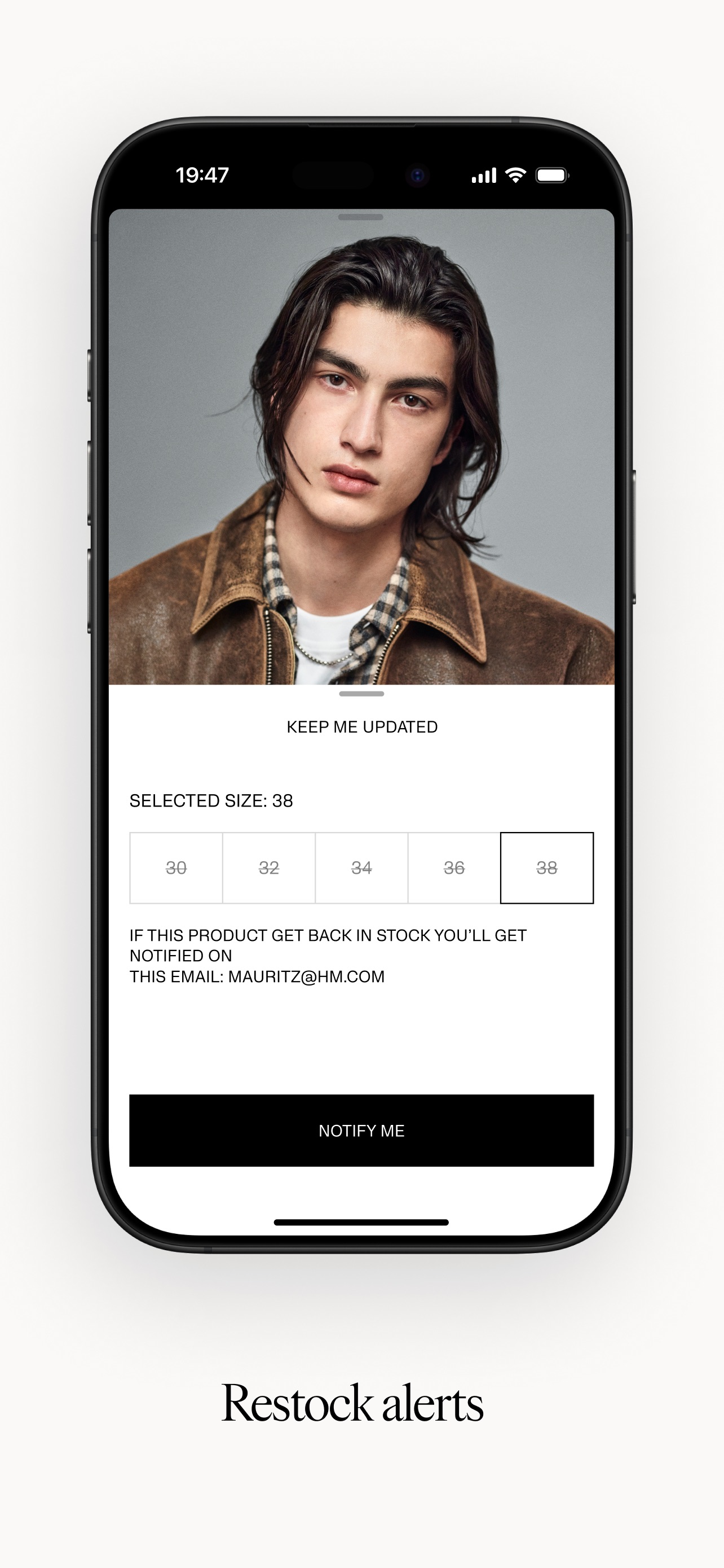 H&M App Store screenshot: Restock alerts