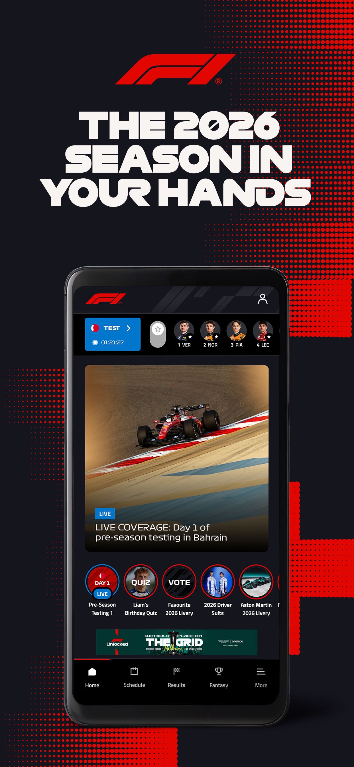 Formula 1® App Store screenshot: THE 2026 SEASON IN YOUR HANDS