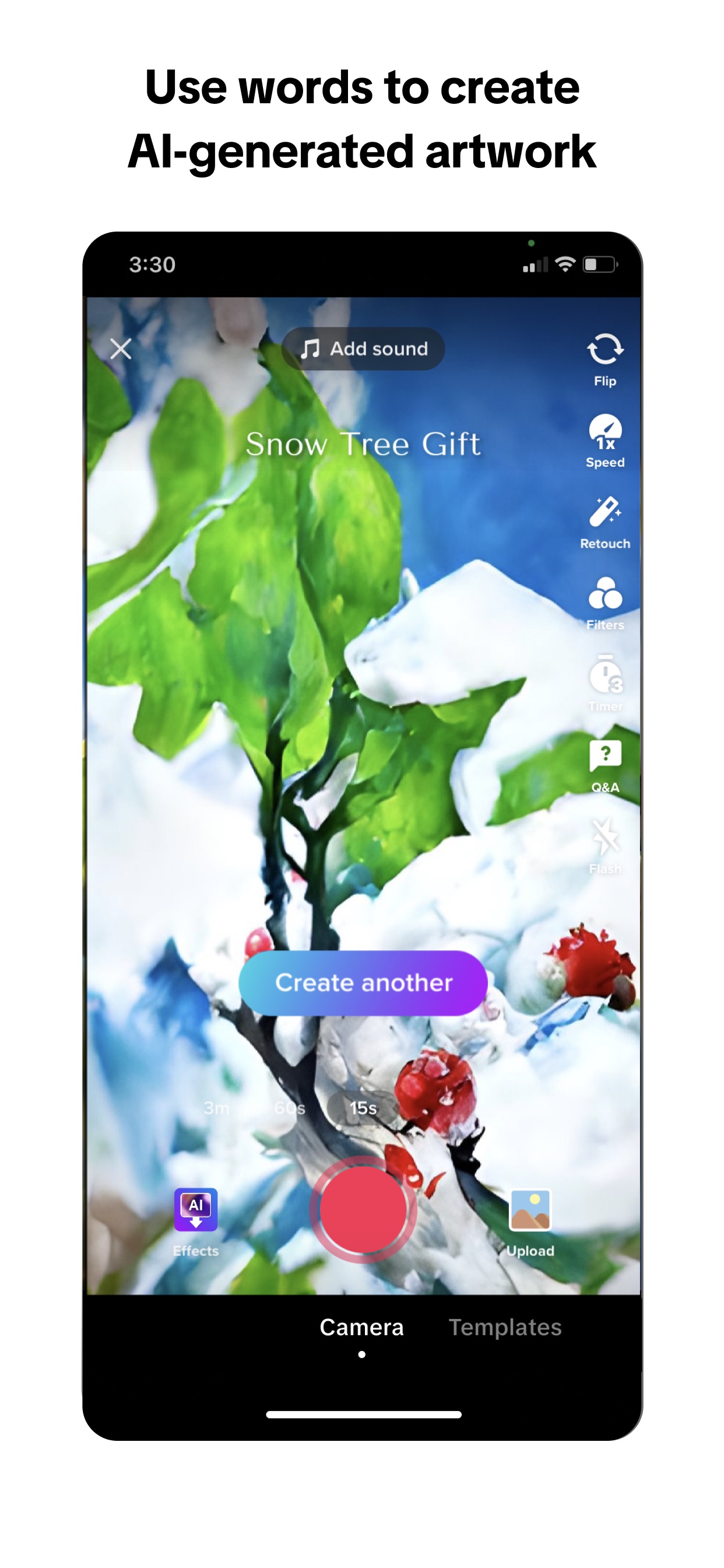 TikTok App Store screenshot: Use words to create AI-generated artwork