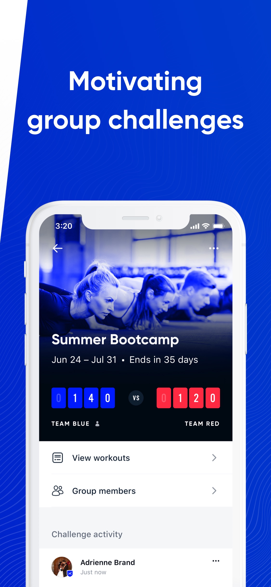 Aaptiv App Store screenshot: Motivating group challenges