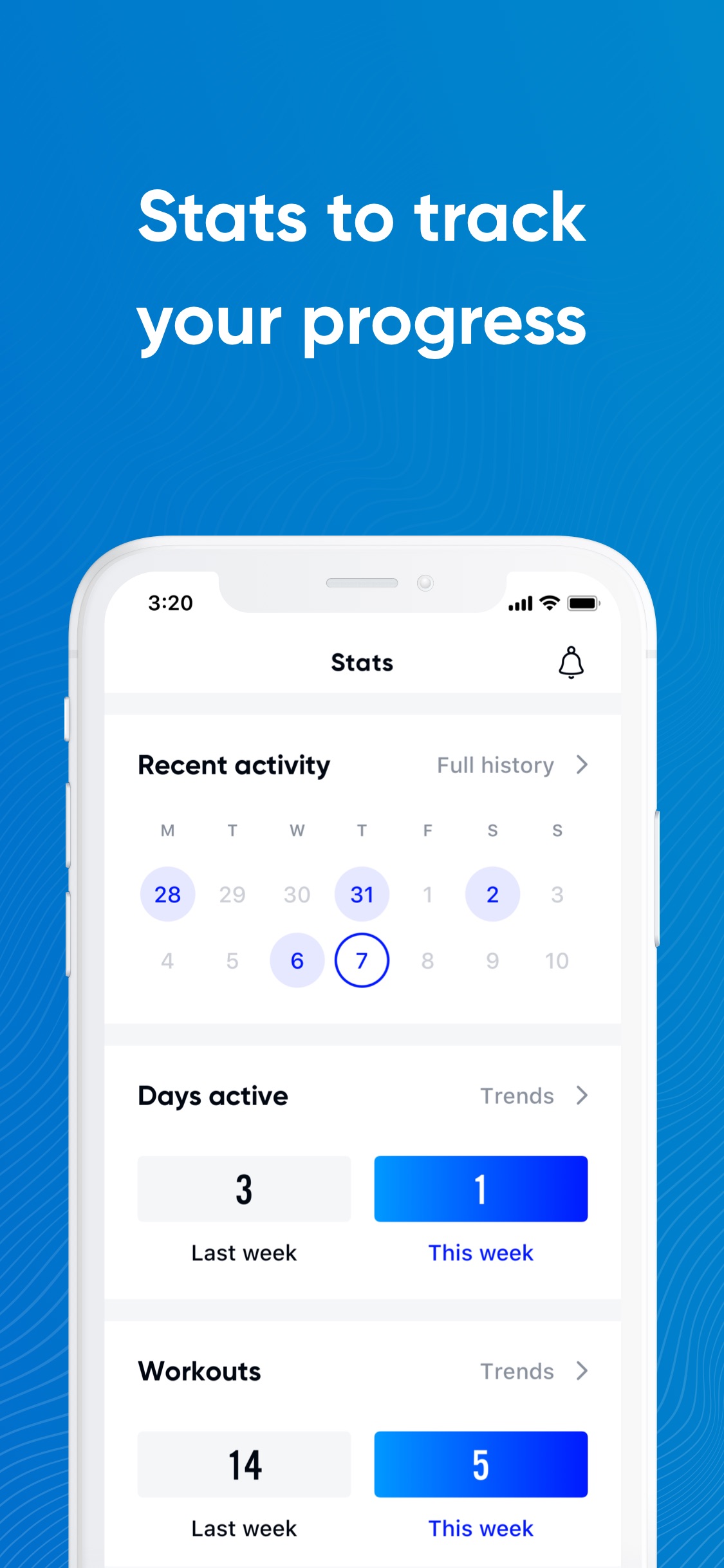 Aaptiv App Store screenshot 7: Stats to track your progress