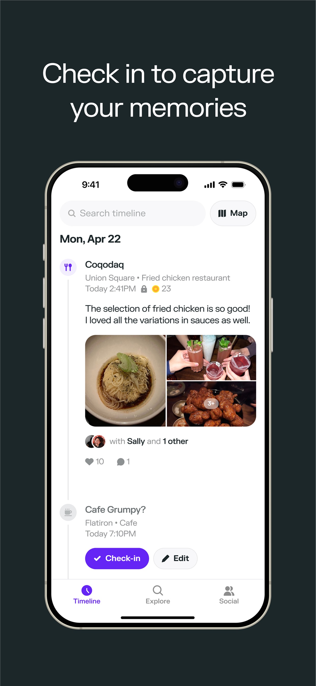 Swarm App Store screenshot: Check in to capture your memories