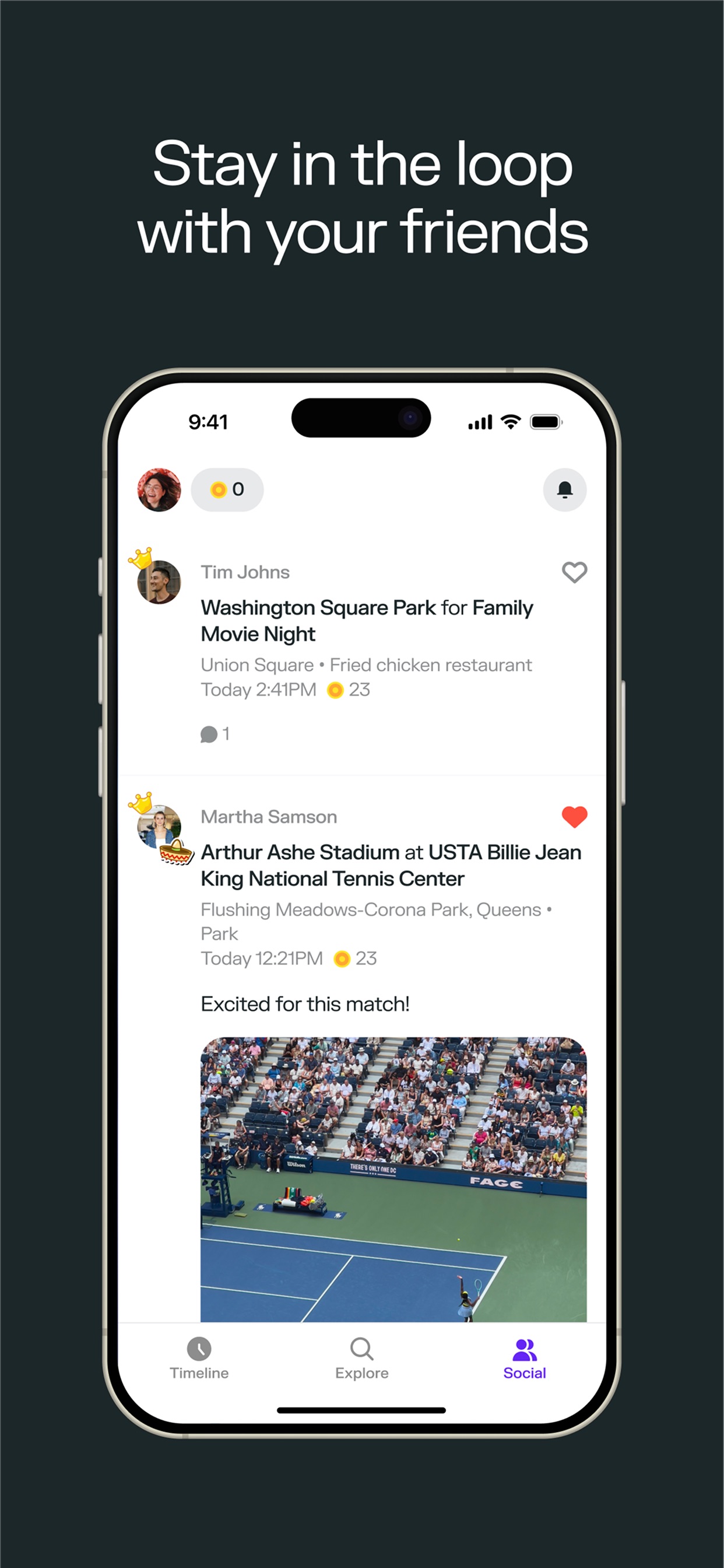 Swarm App Store screenshot: Stay in the loop with your friends