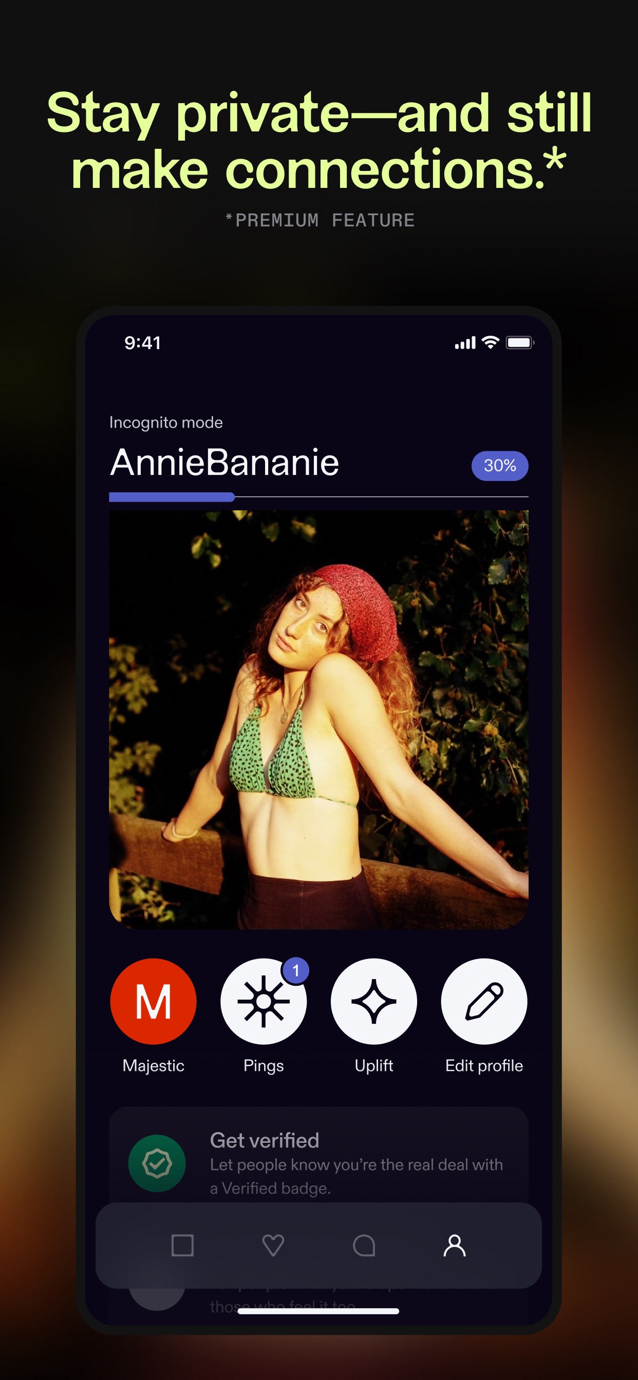 Feeld App Store screenshot: Stay private-and still make connections.*