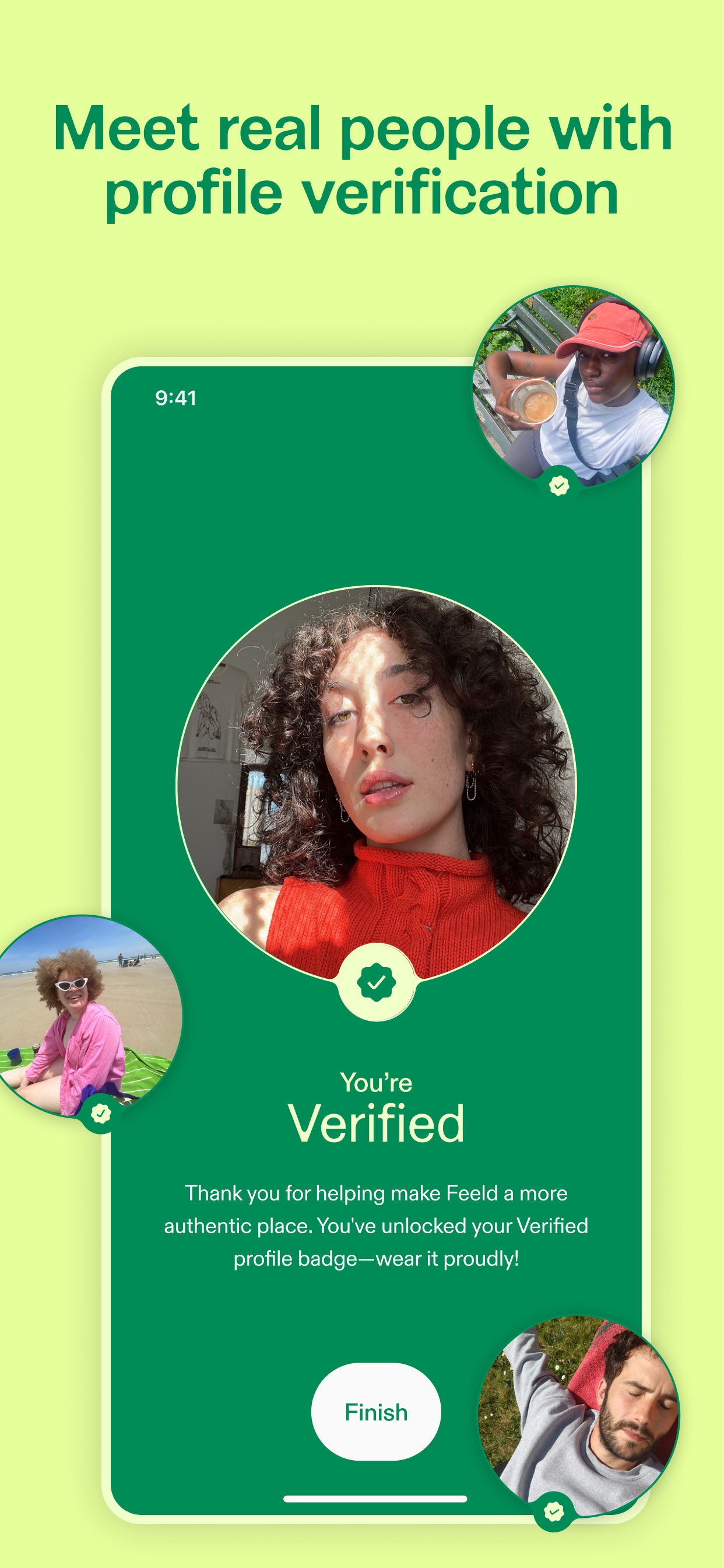 Feeld App Store screenshot 7: Meet real people with profile verification