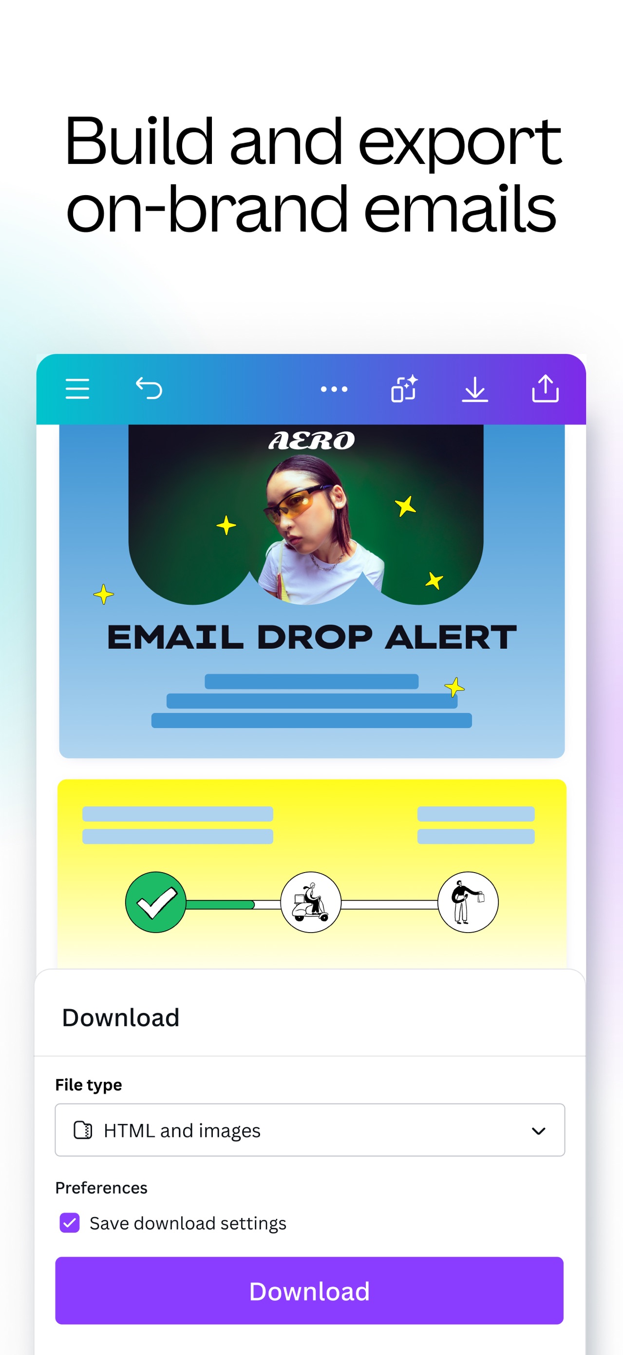 Canva App Store screenshot 5: Build and export on-brand emails