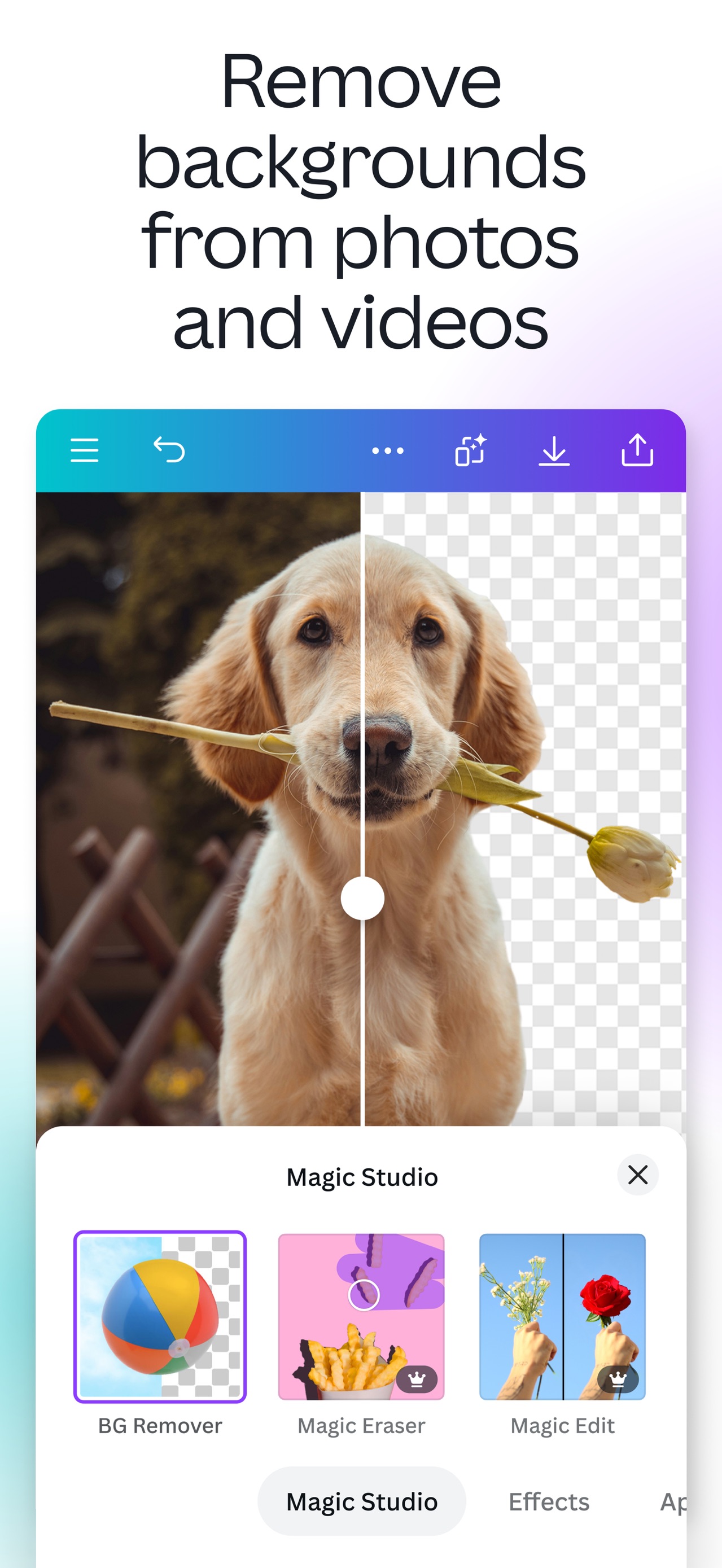 Canva App Store screenshot: Remove backgrounds from photos and videos