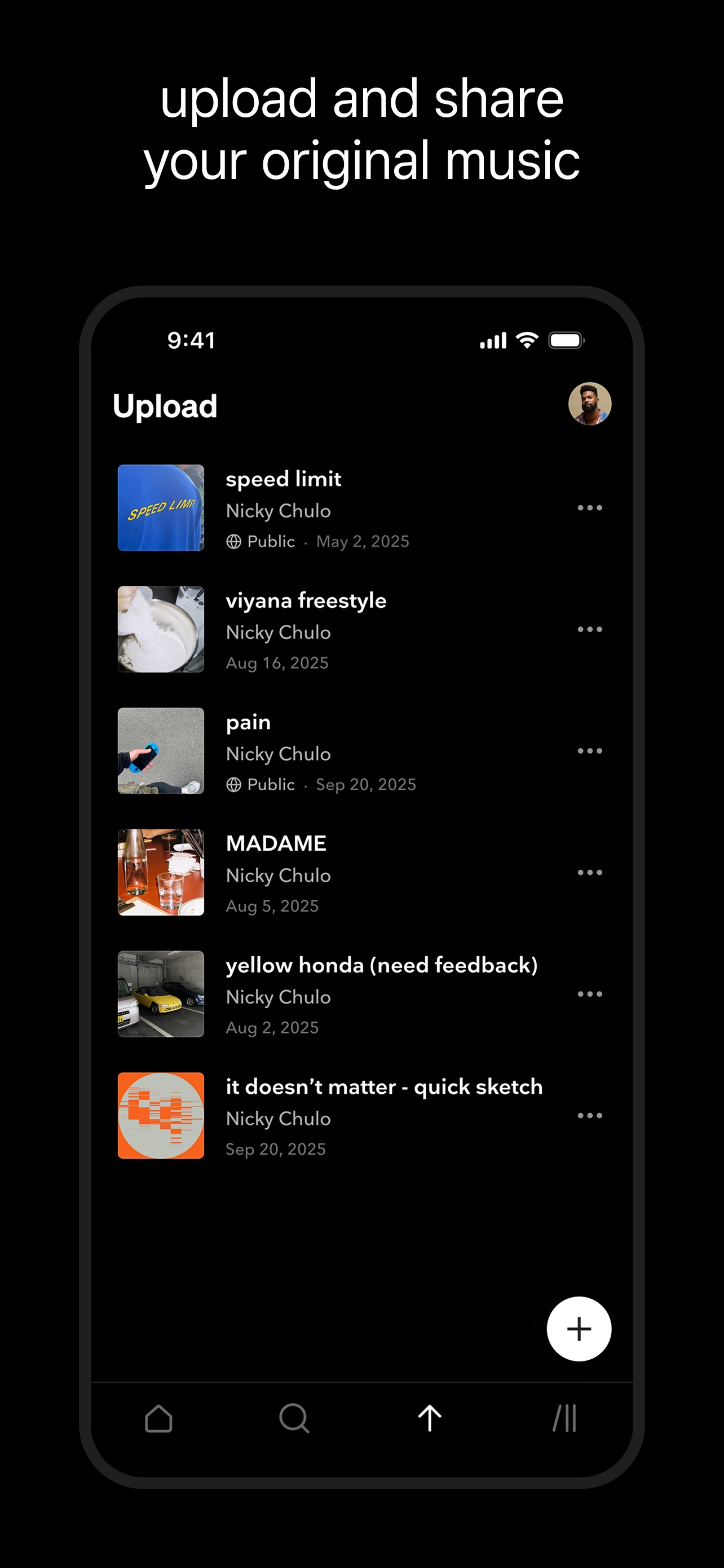 TIDAL App Store screenshot: upload and share your original music