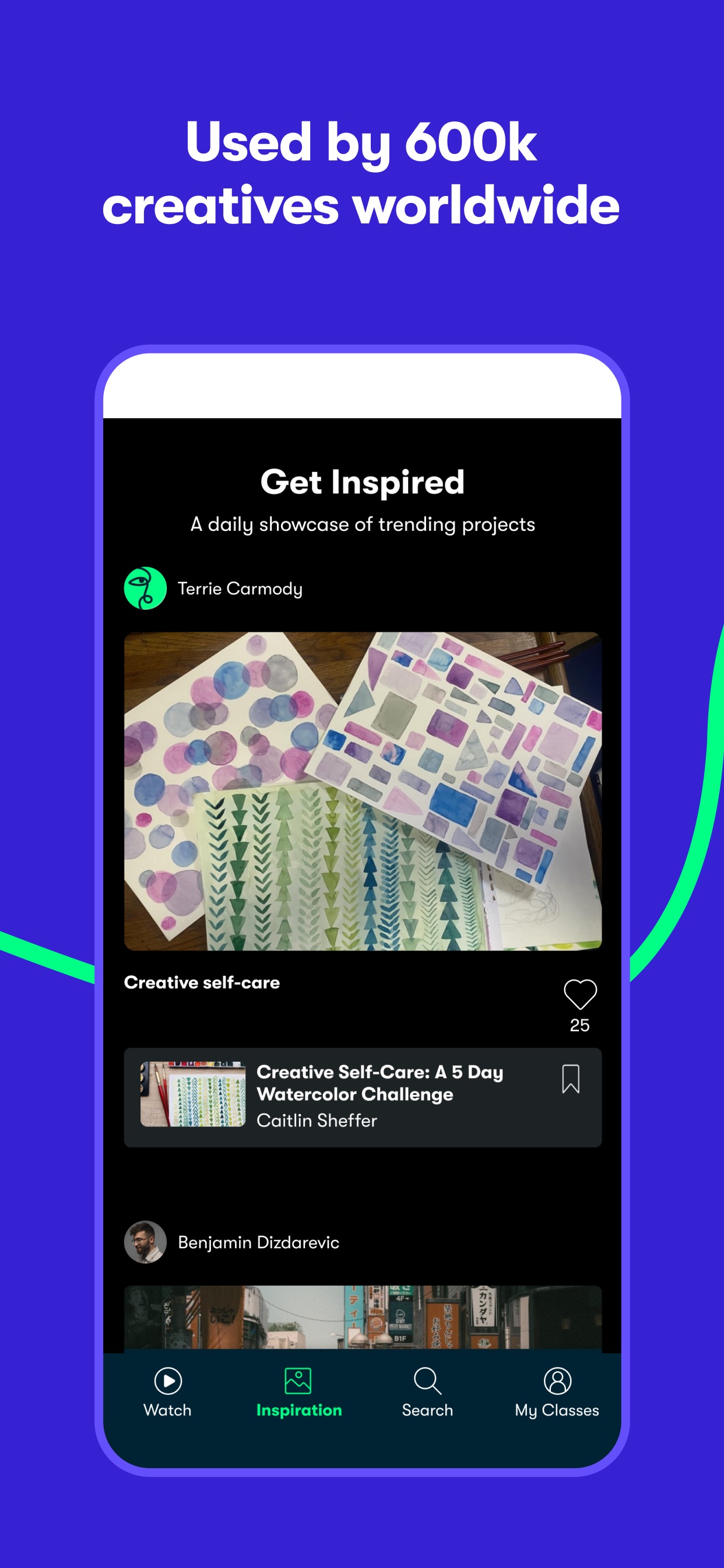 Skillshare App Store screenshot 7: Used by 600k creatives worldwide