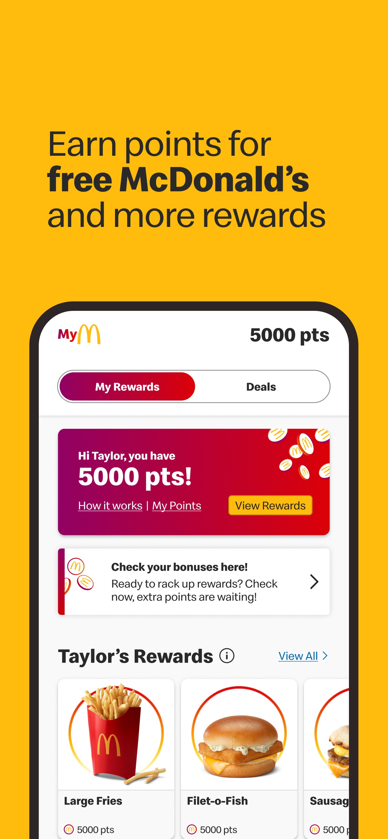 McDonald's App Store screenshot: Earn points for free McDonald's and more rewards
