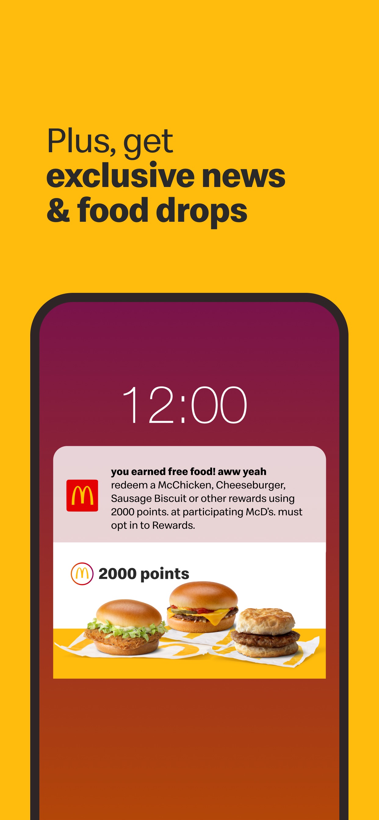 McDonald's App Store screenshot 5: Plus, get exclusive news & food drops