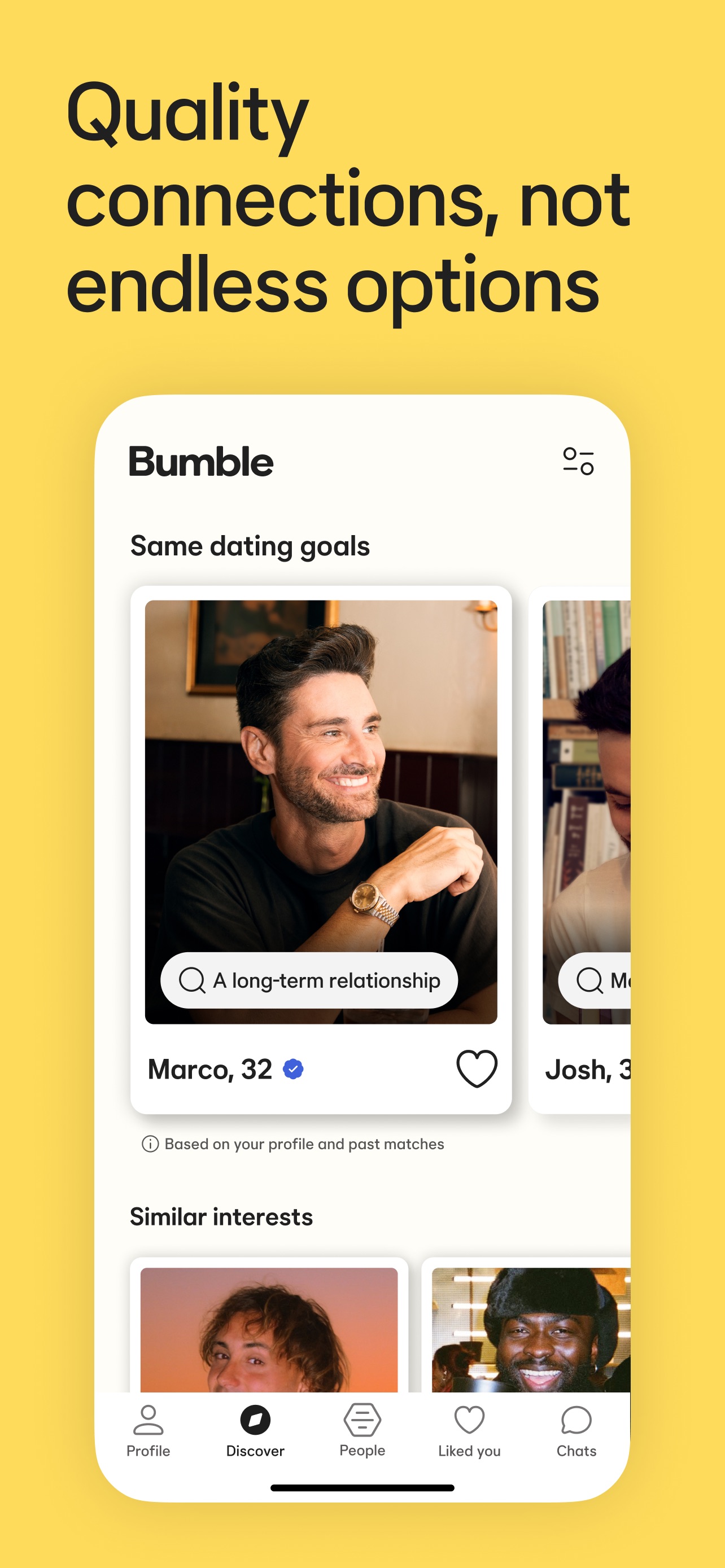 Bumble App Store screenshot 6: Quality connections, not endless options