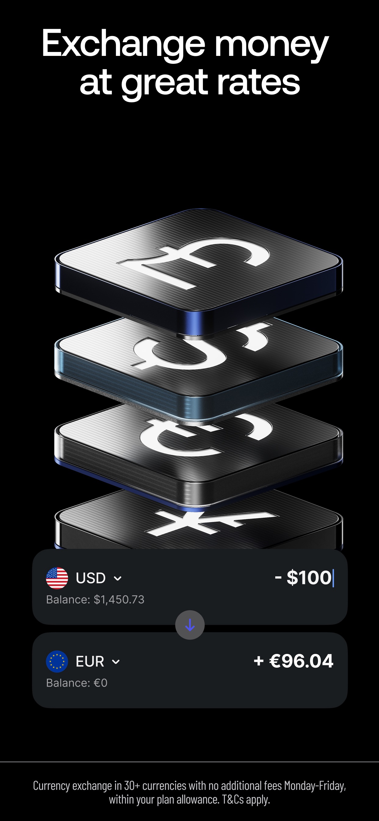 Revolut App Store screenshot: Exchange money at great rates