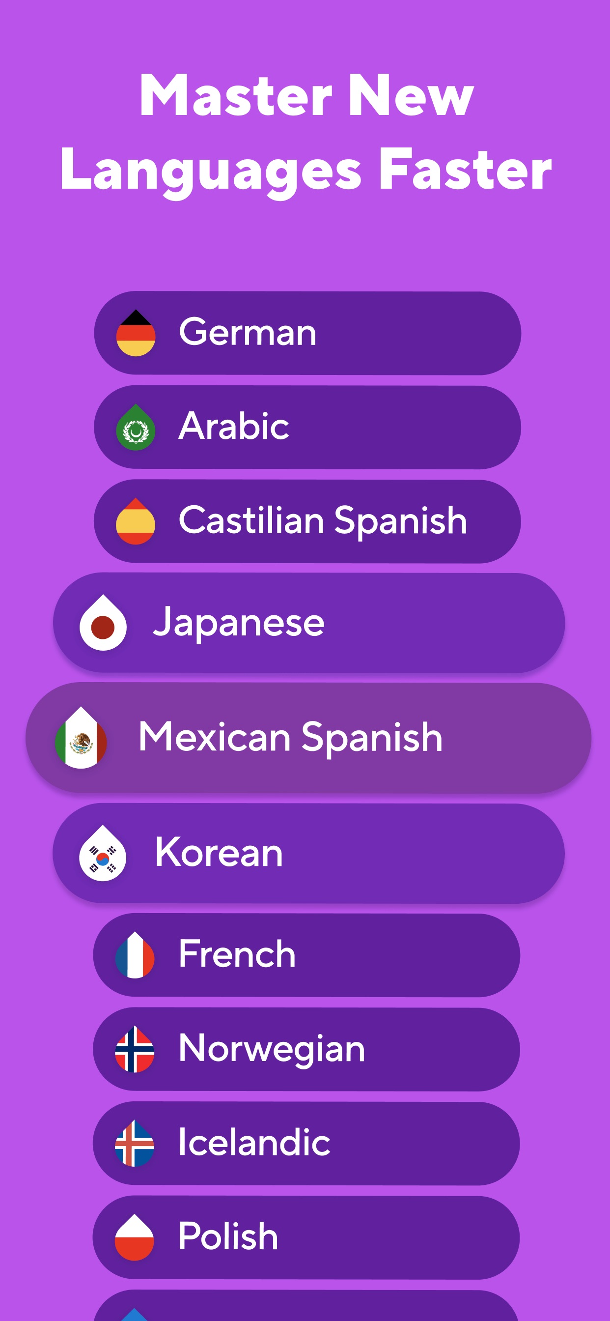 Drops App Store screenshot: Master New Languages Faster