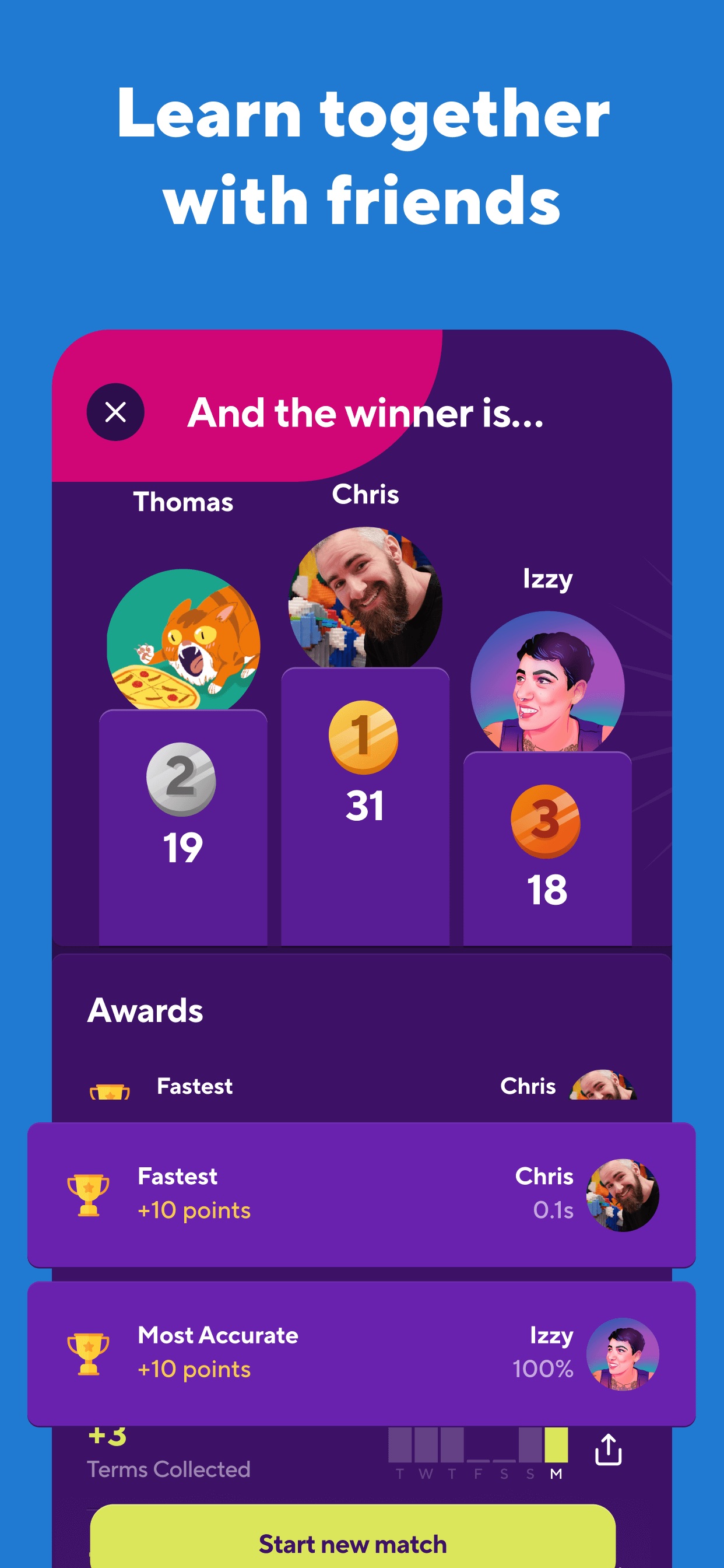 Drops App Store screenshot: Learn together with friends