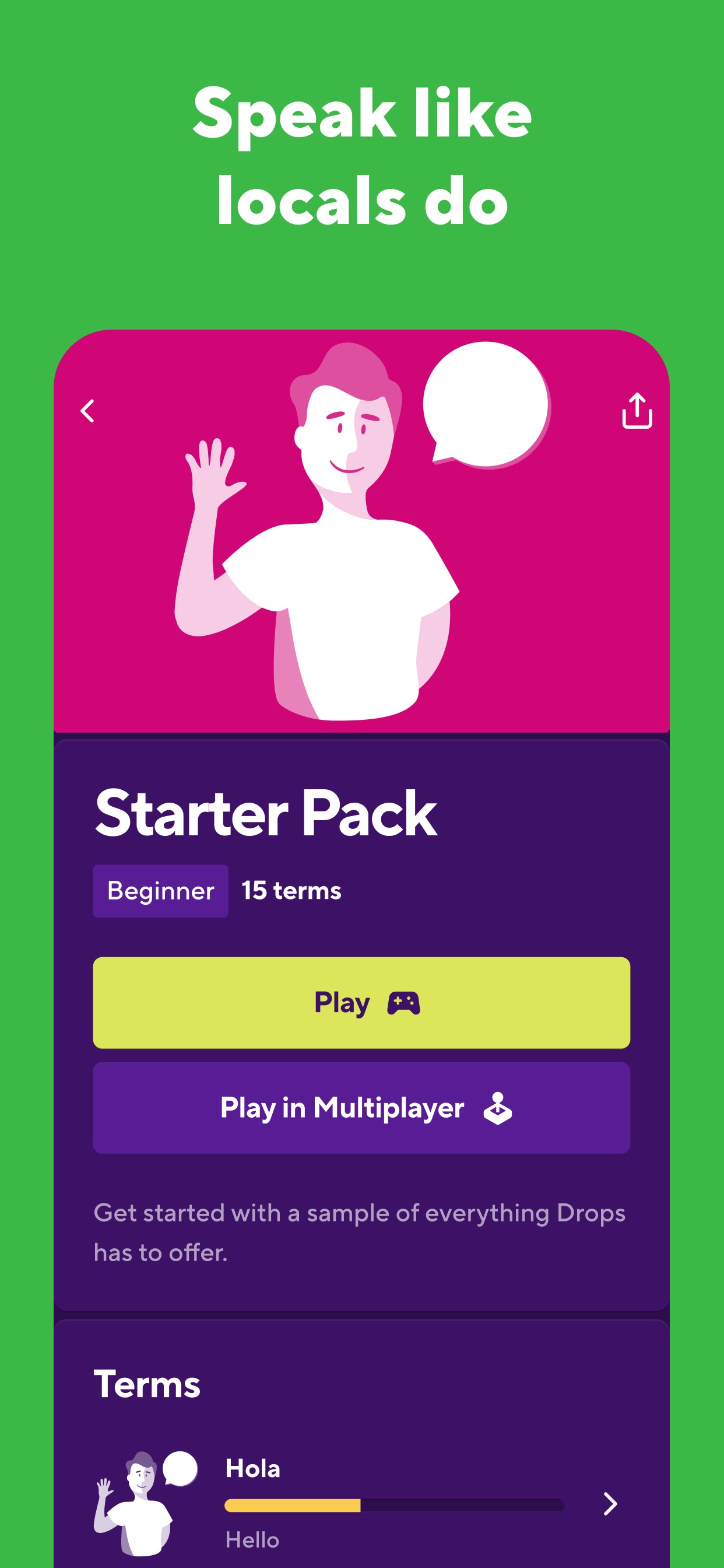 Drops App Store screenshot: Speak like locals do