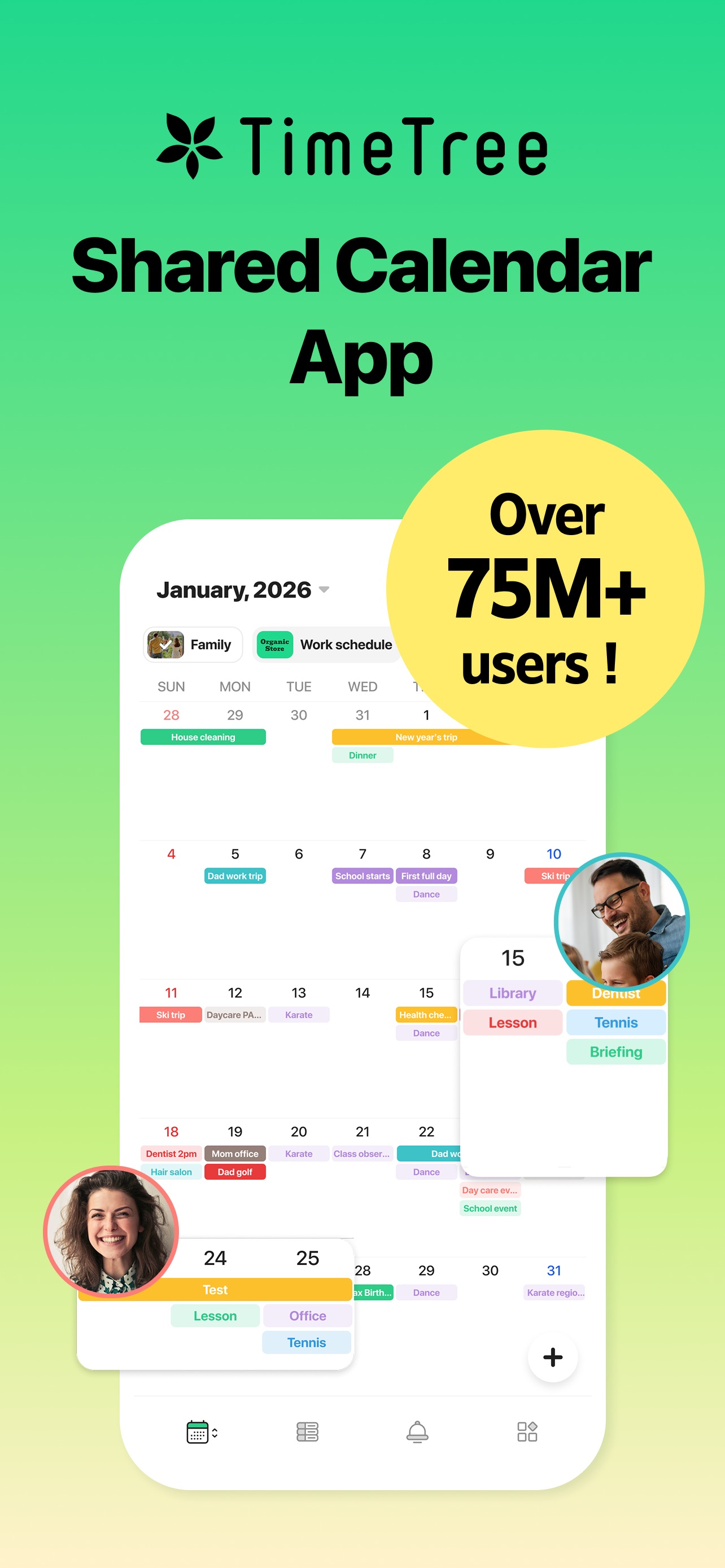 TimeTree App Store screenshot: TimeTree Shared Calendar App Over 75M+ users !