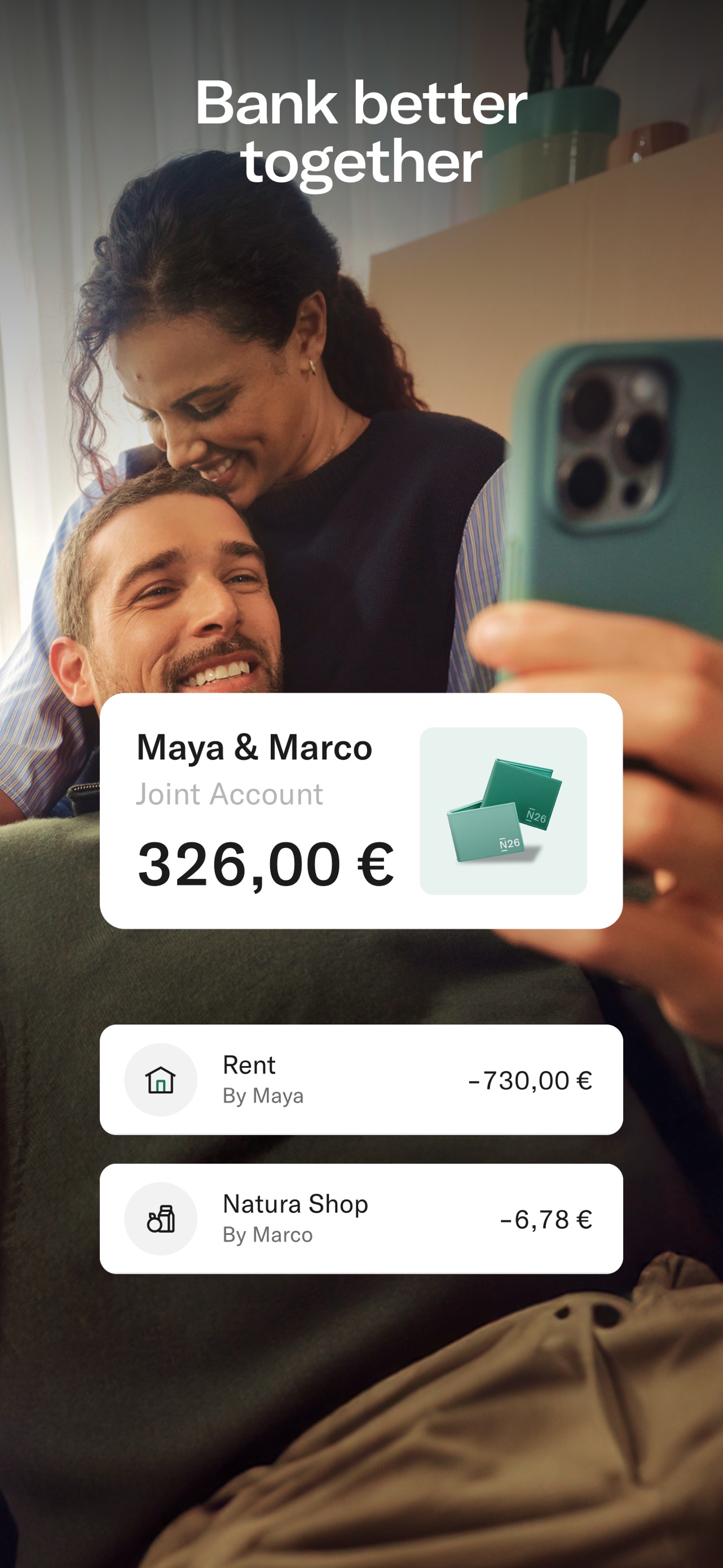 N26 App Store screenshot: Bank better together