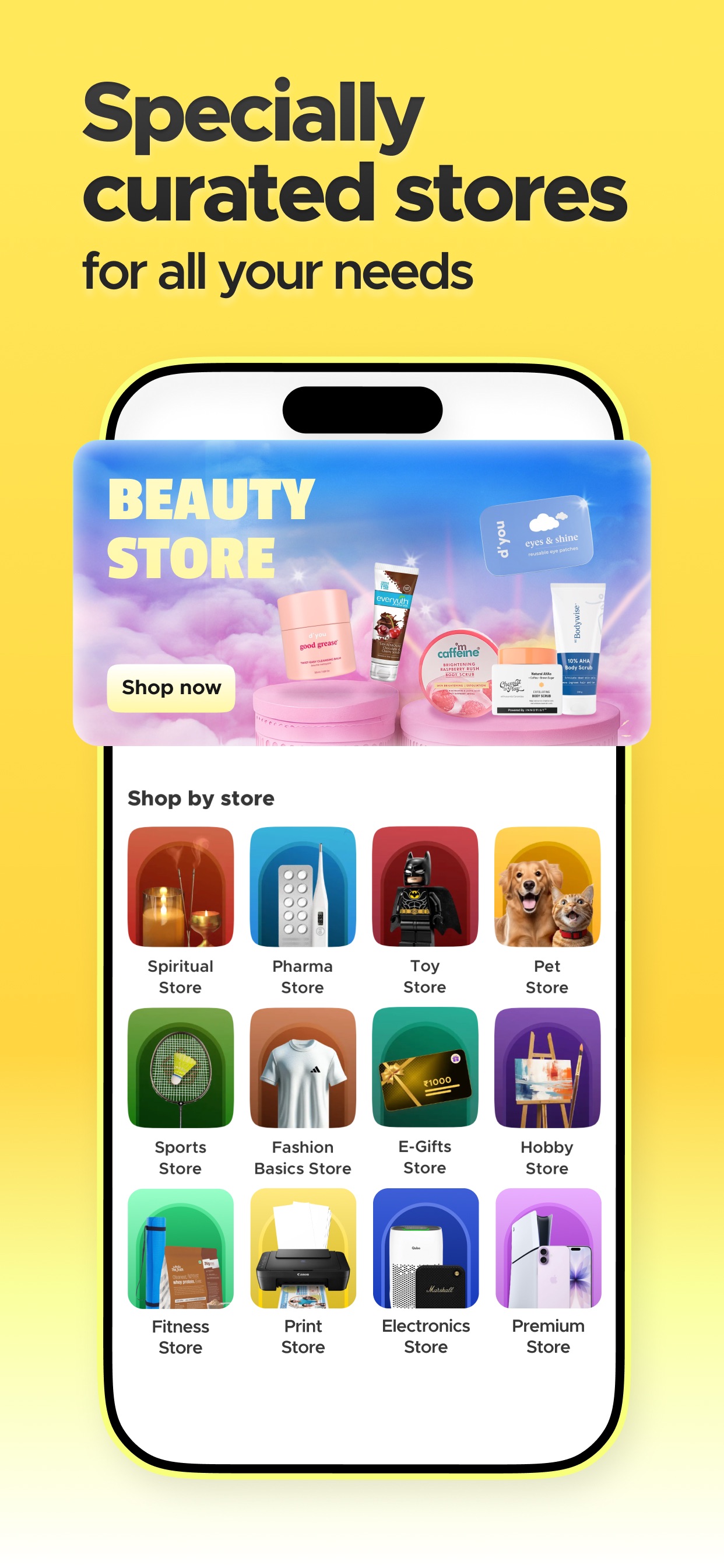 Blinkit App Store screenshot: Specially curated stores for all your needs