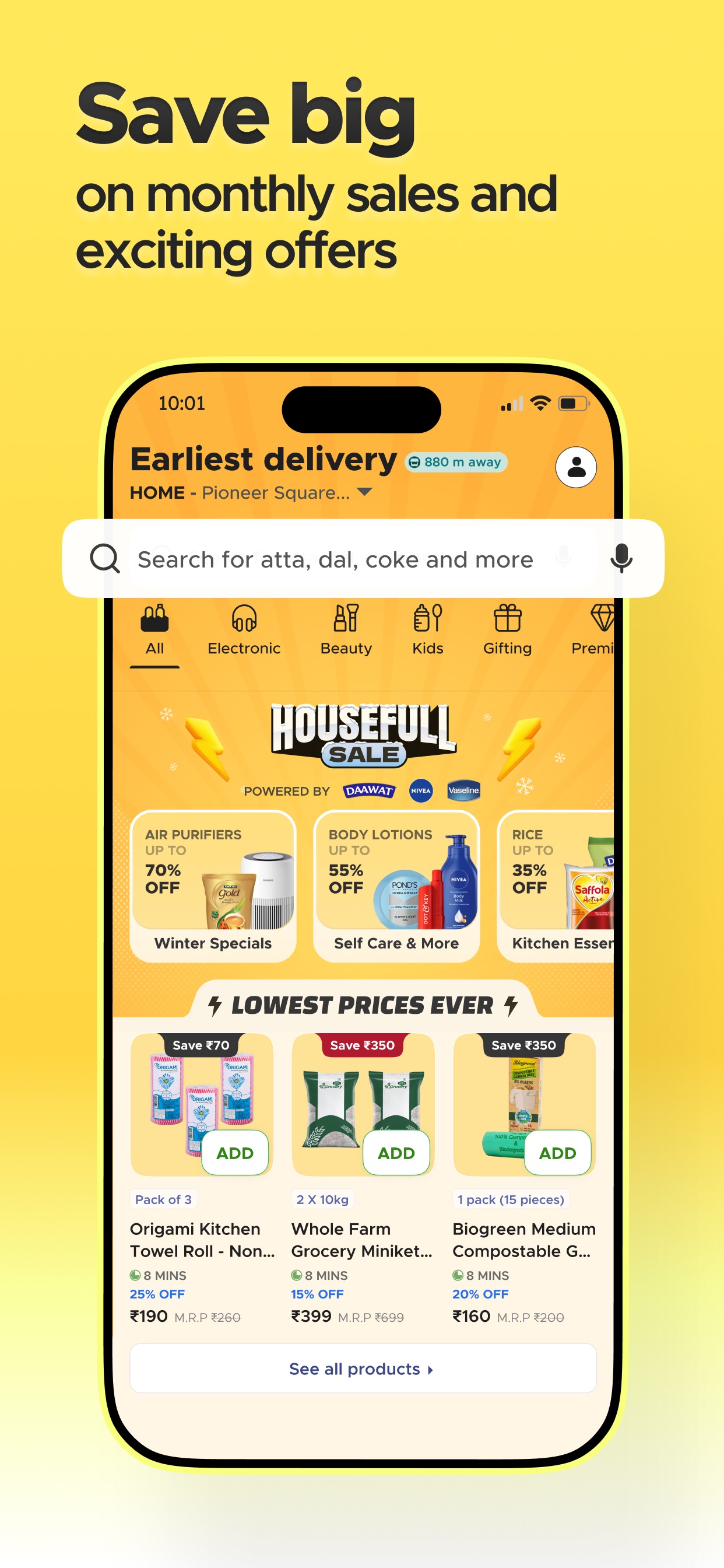 Blinkit App Store screenshot 6: Save big on monthly sales and exciting offers
