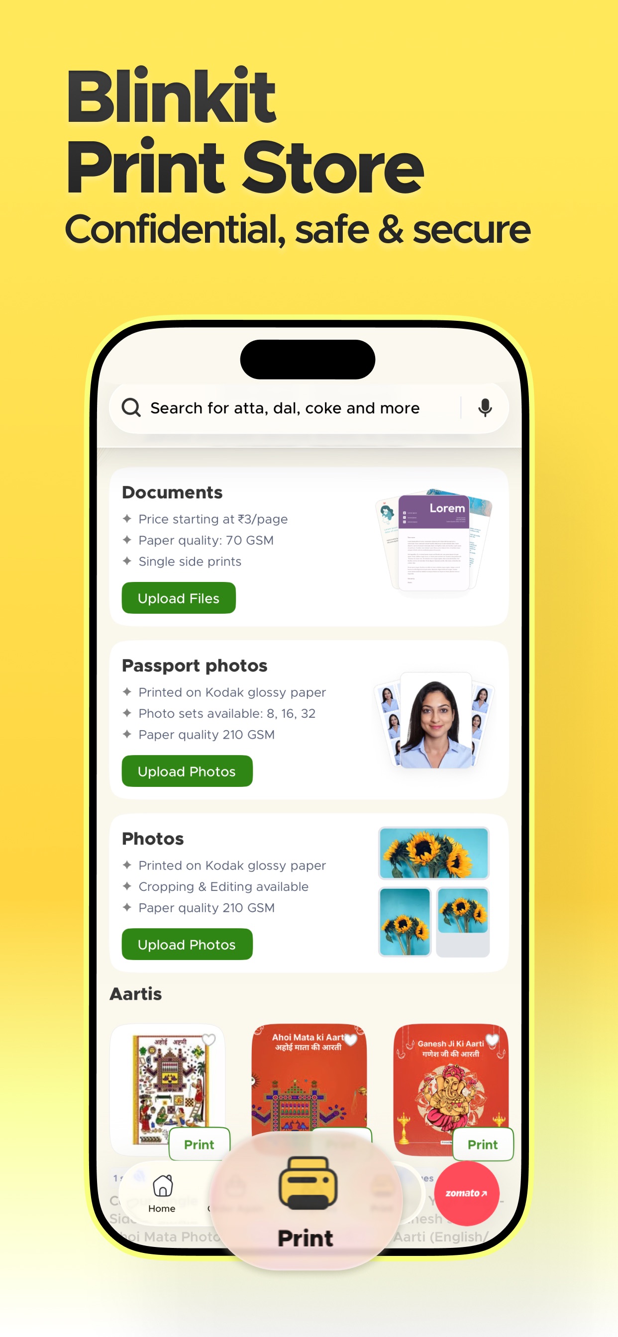 Blinkit App Store screenshot 7: Blinkit Print Store Confidential, safe & secure