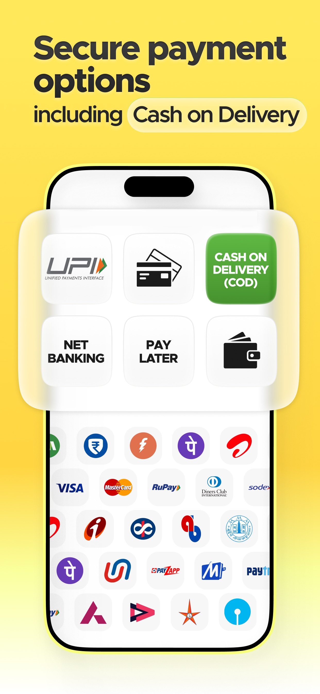 Blinkit App Store screenshot 9: Secure payment options including Cash on Delivery