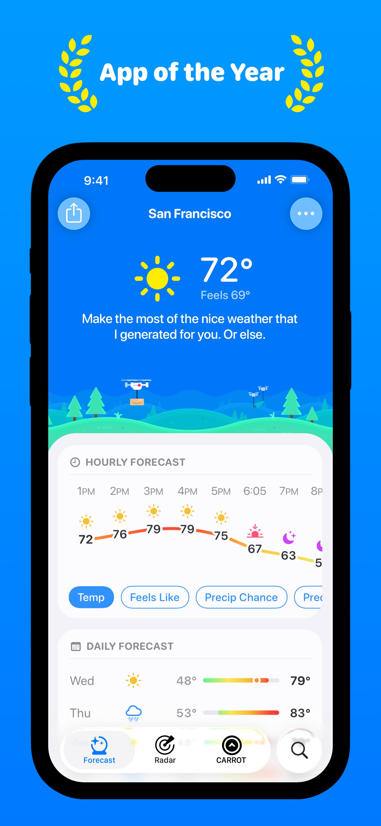 CARROT Weather App Store screenshot: App of the Year