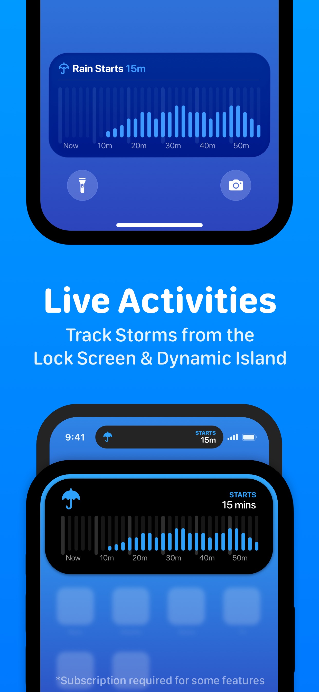 CARROT Weather App Store screenshot: Live Activities Track Storms from the Lock Screen & Dynamic Island