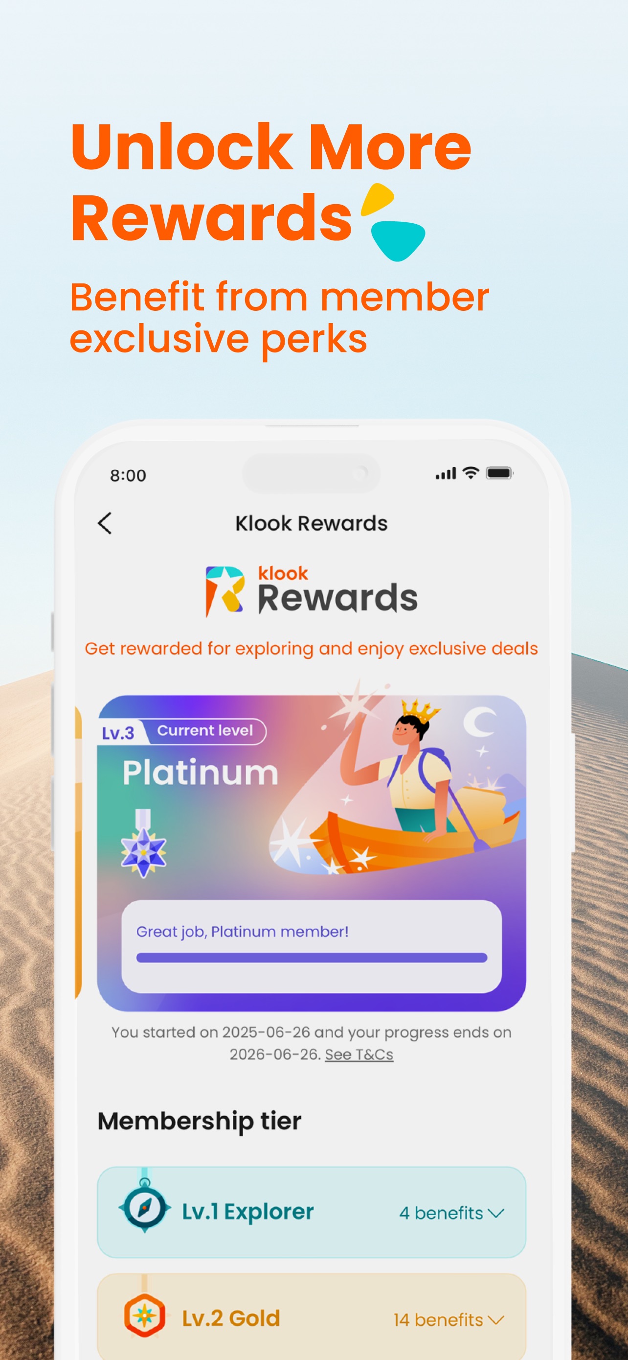 Klook App Store screenshot 5: Unlock More Rewards
Benefit from member exclusive perks