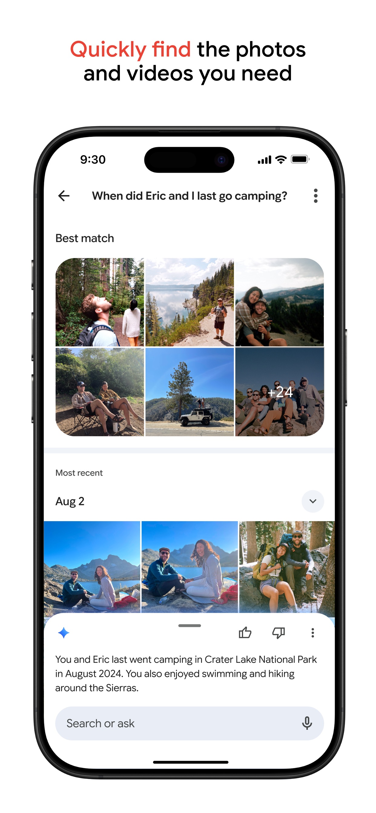 Google Photos App Store screenshot 6: Quickly find the photos and videos you need