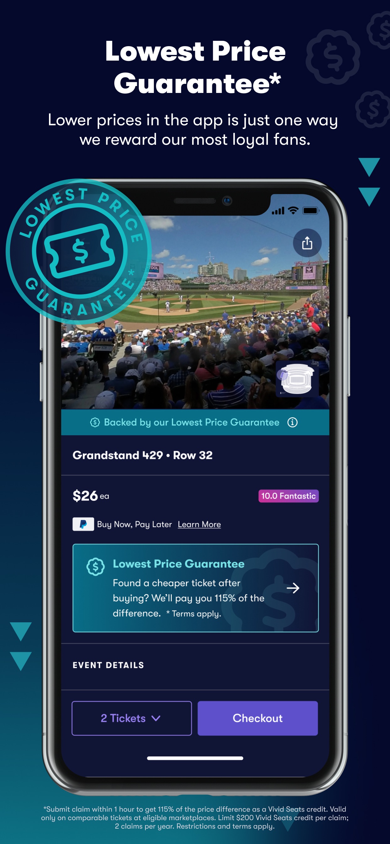 Vivid App Store screenshot: Lowest Price Guarantee* Lower prices in the app is just one way we reward our most loyal fans.
