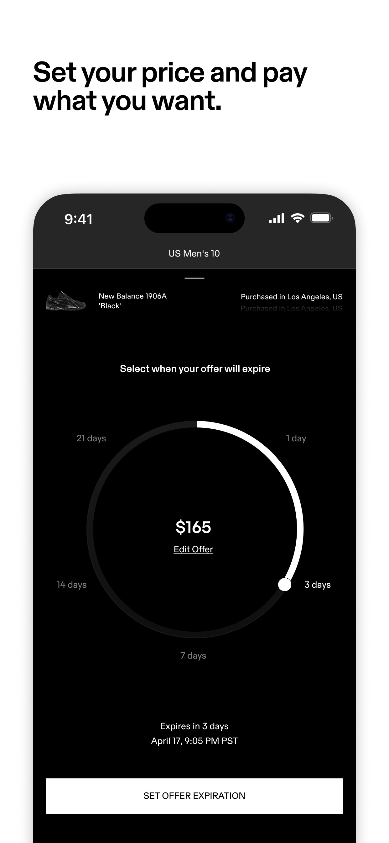 GOAT App Store screenshot 6: Set your price and pay what you want.