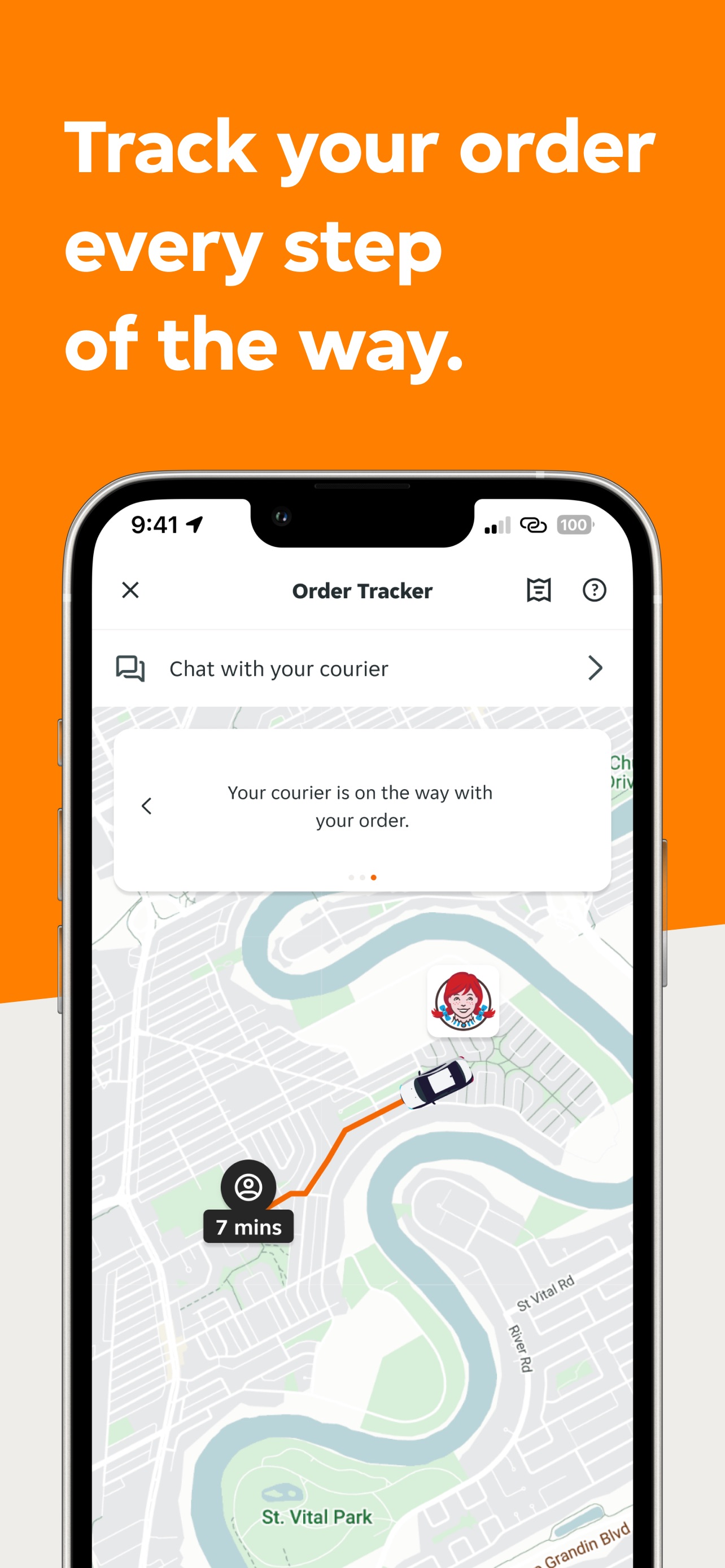 Skip App Store screenshot: Track your order every step of the way.
