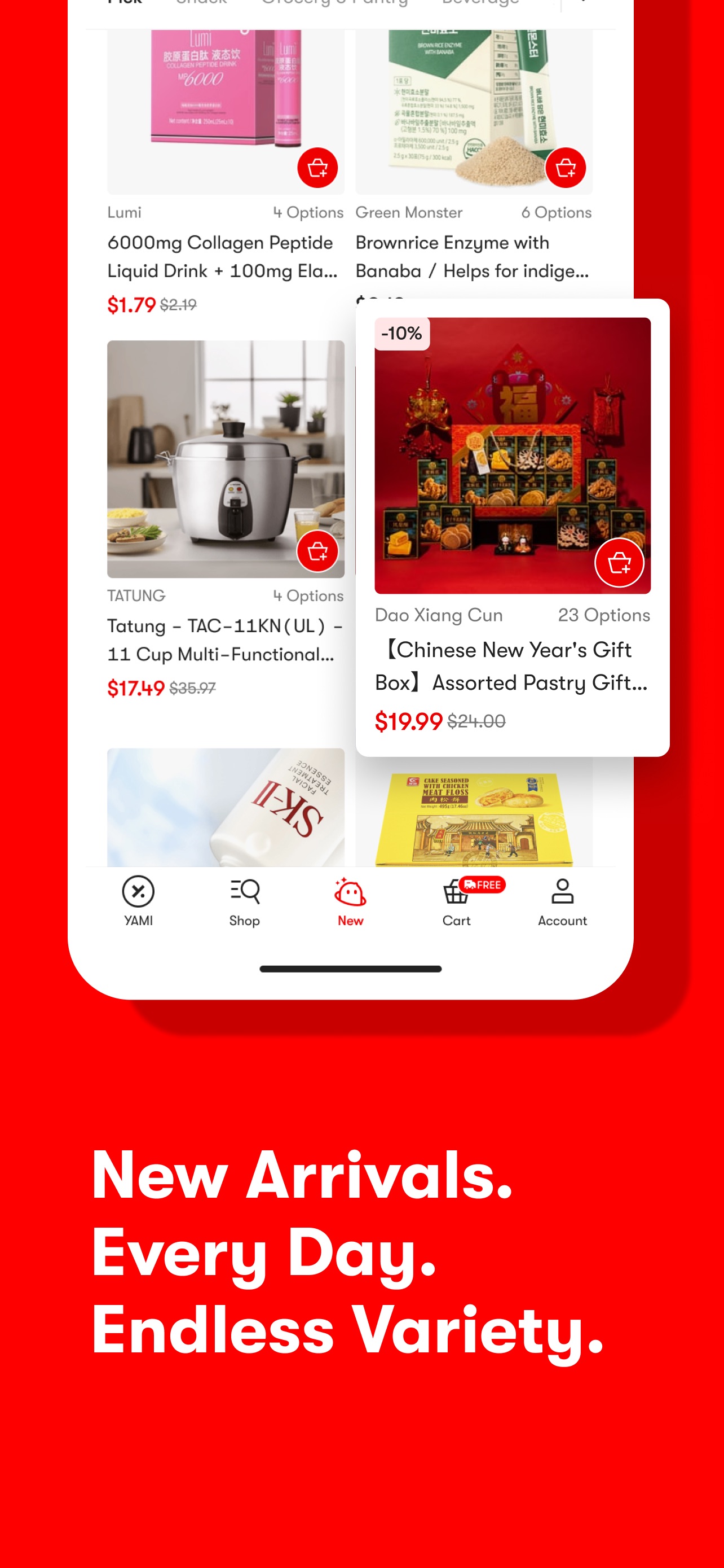 Yami App Store screenshot 5: New Arrivals. Every Day. Endless Variety.