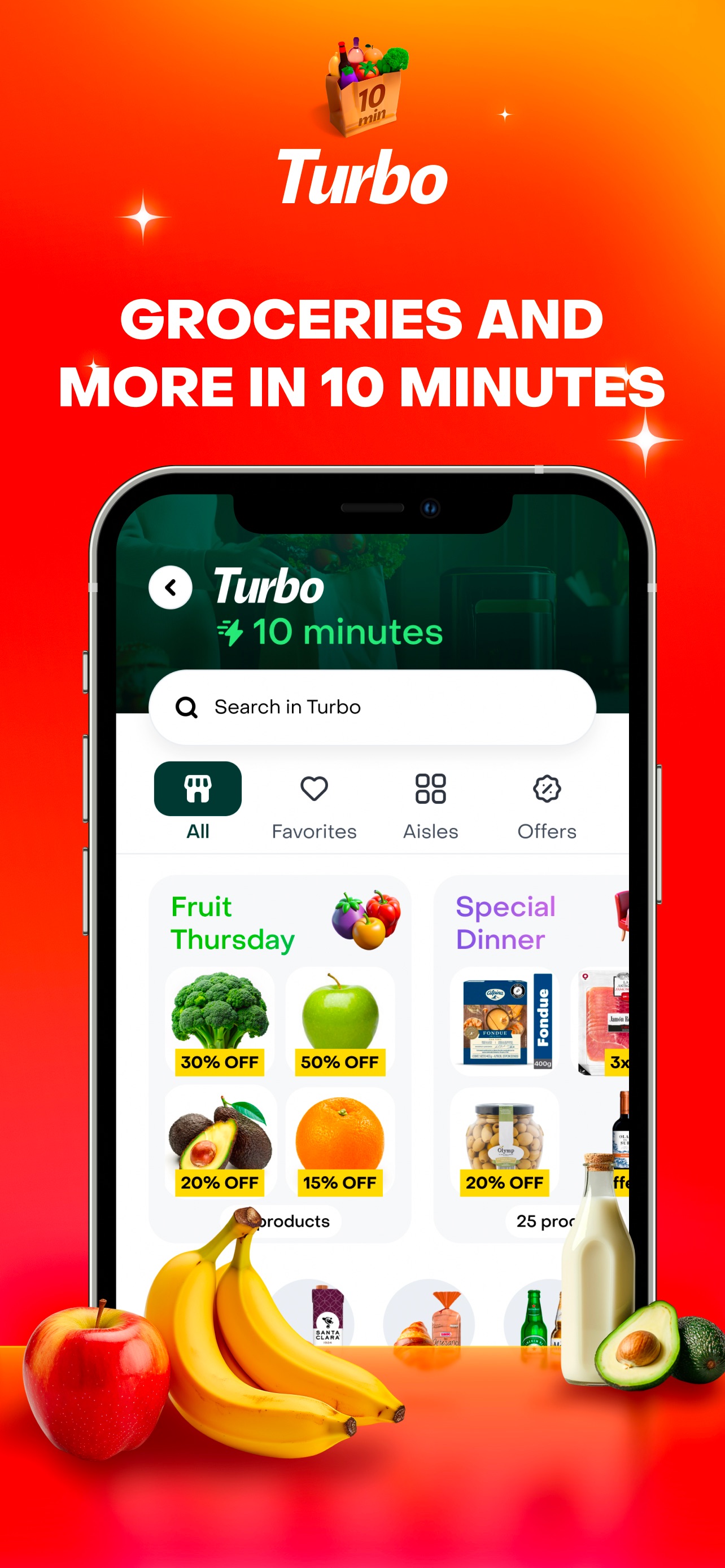 Rappi App Store screenshot: Turbo GROCERIES AND MORE IN 10 MINUTES