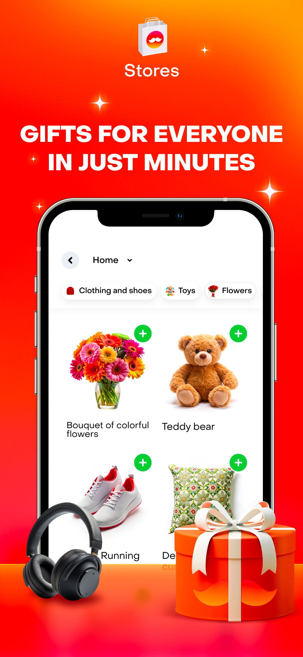 Rappi App Store screenshot: Stores GIFTS FOR EVERYONE IN JUST MINUTES